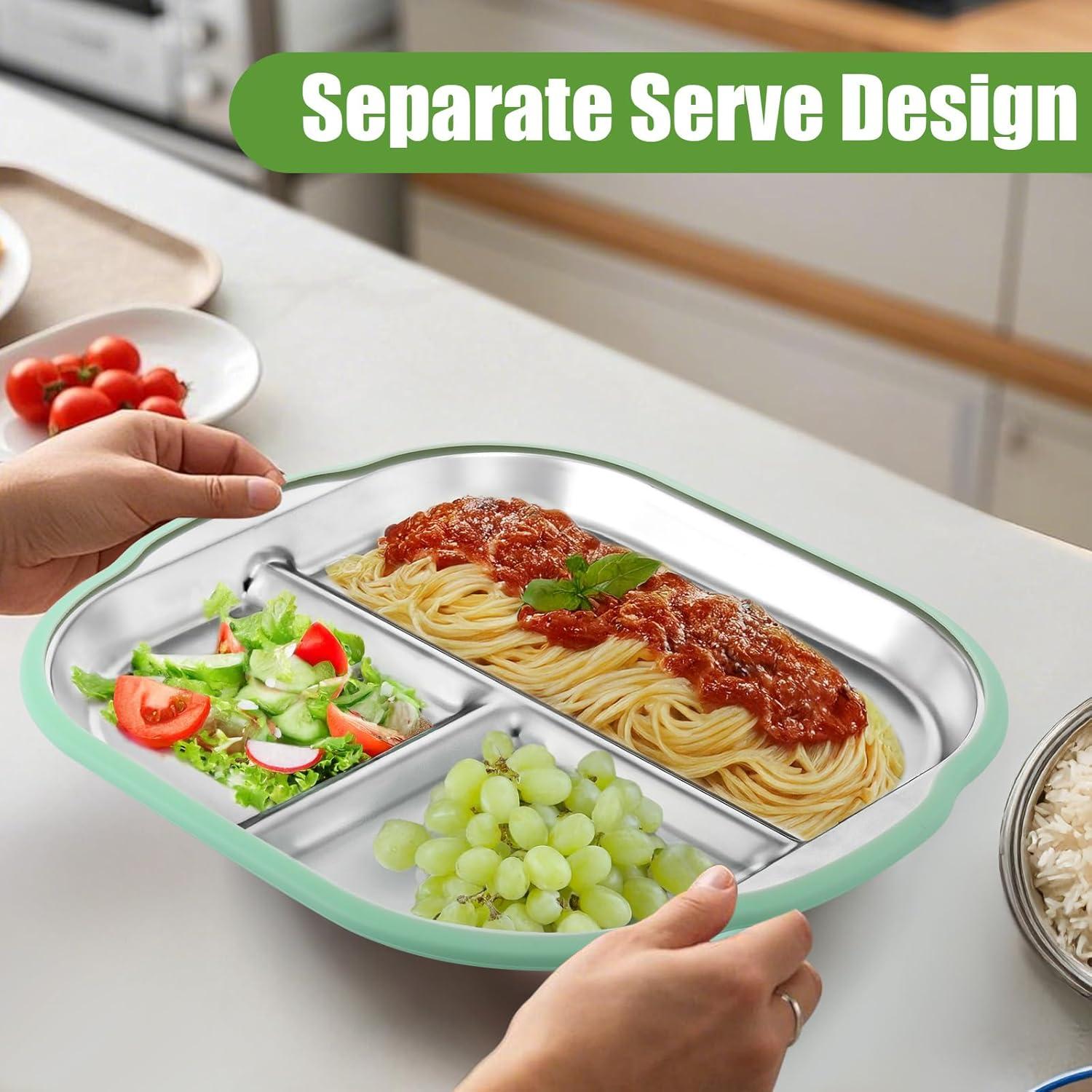 Platos Divididos de Acero Inoxidable BUSOHA 2 Piezas 23.9cm