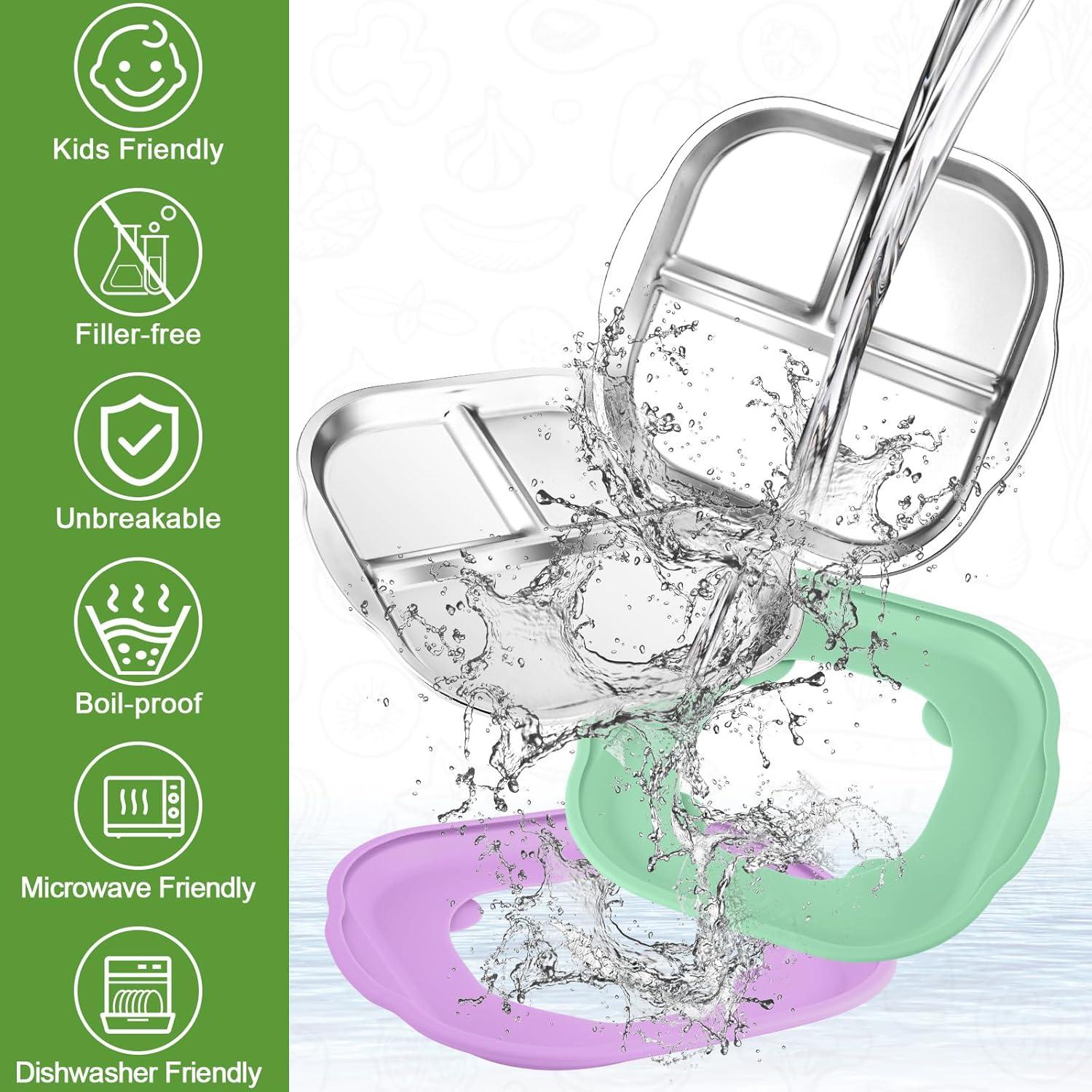 Platos Divididos de Acero Inoxidable BUSOHA 2 Piezas 23.9cm