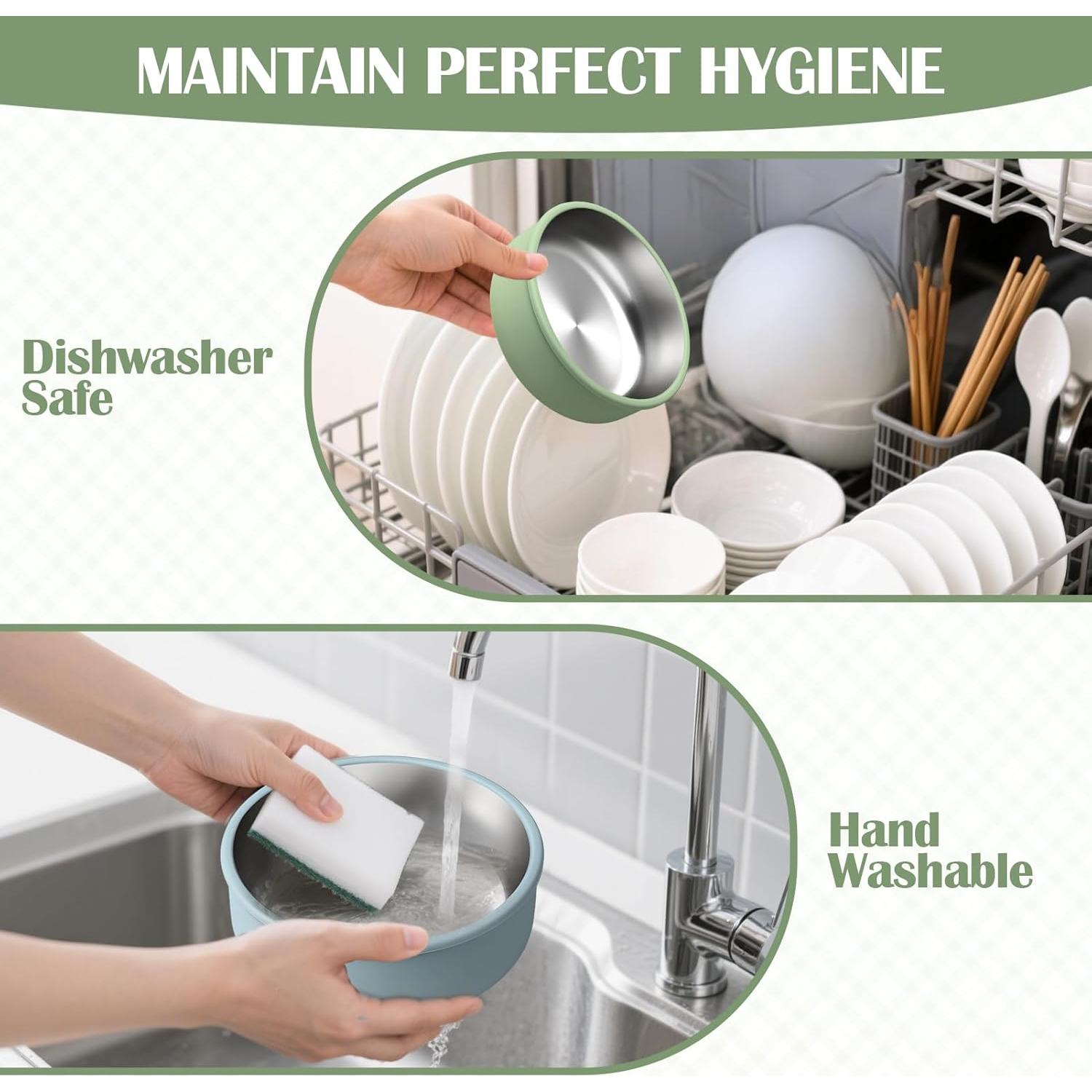 Cuencos de Acero Inoxidable y Silicona Mity Rain - 4 Piezas Antideslizantes