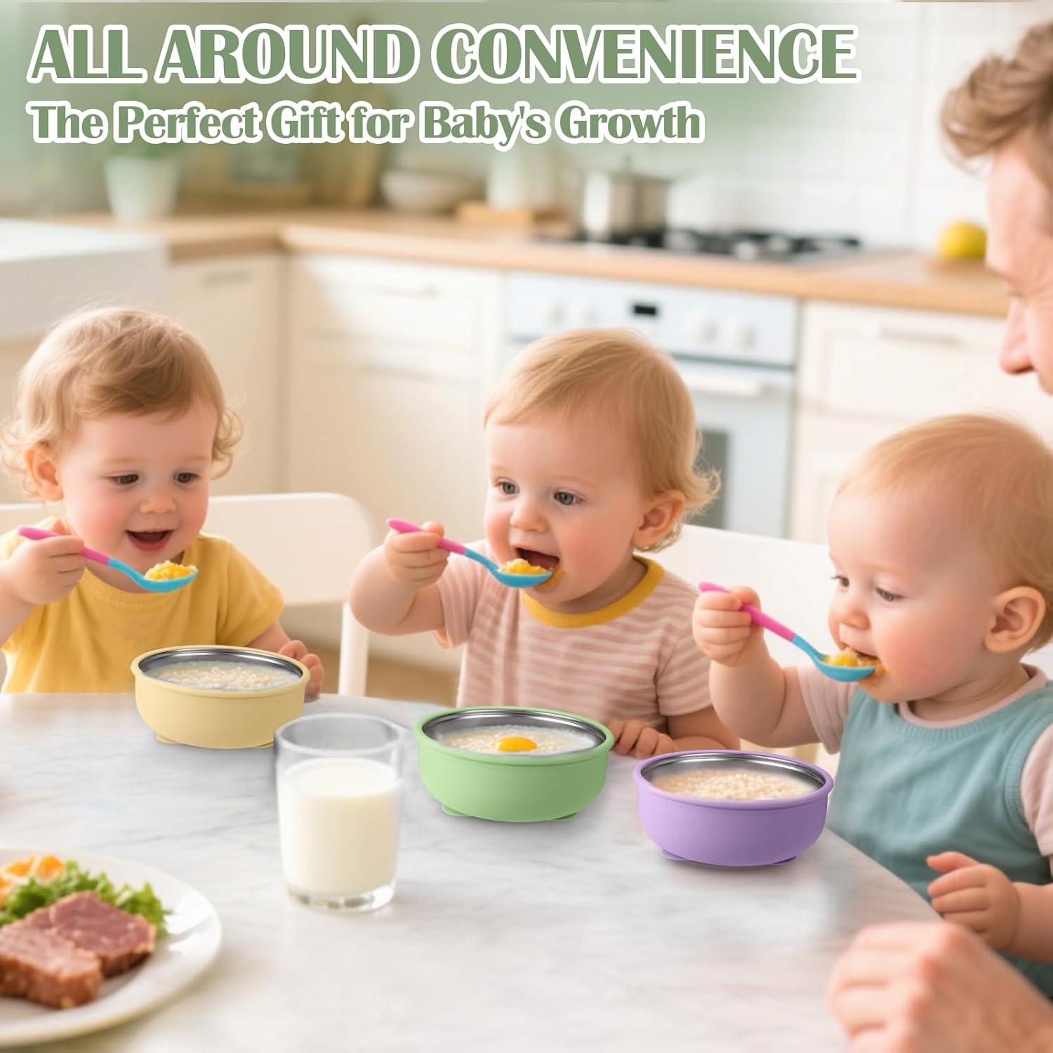 Cuencos de Acero Inoxidable y Silicona Mity Rain - 4 Piezas Antideslizantes