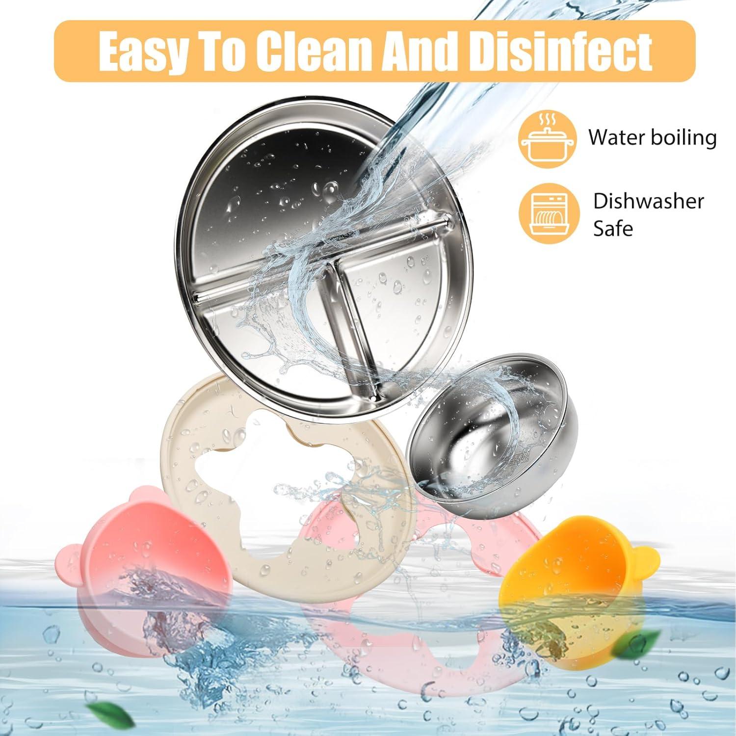 Set de Plato y Tazones de Acero Inoxidable MISSLILI 4 Unidades