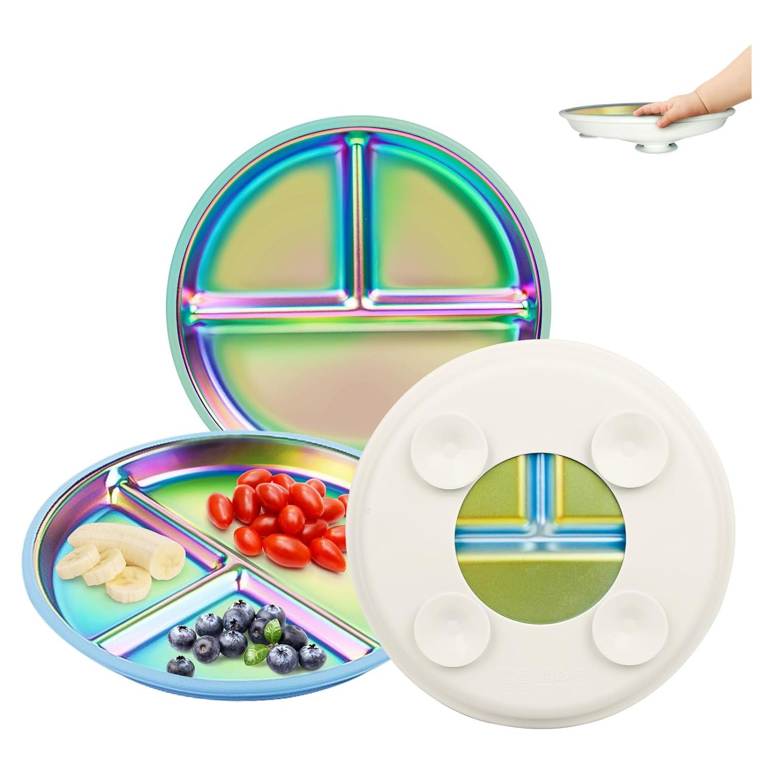 Platos de Acero Inoxidable DZDOV Arcoíris para Bebés - 3 Secciones