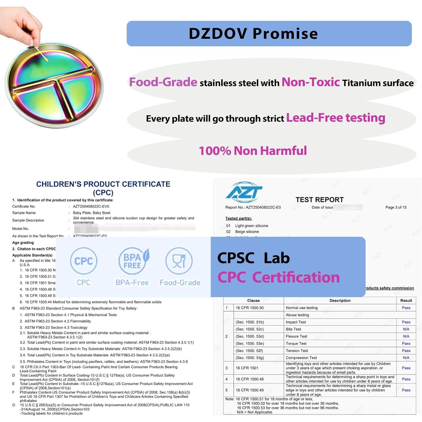 Platos de Acero Inoxidable DZDOV Arcoíris para Bebés - 3 Secciones
