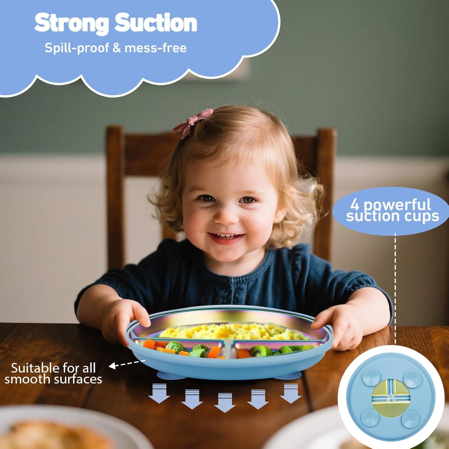 Platos de Acero Inoxidable DZDOV Arcoíris para Bebés - 3 Secciones