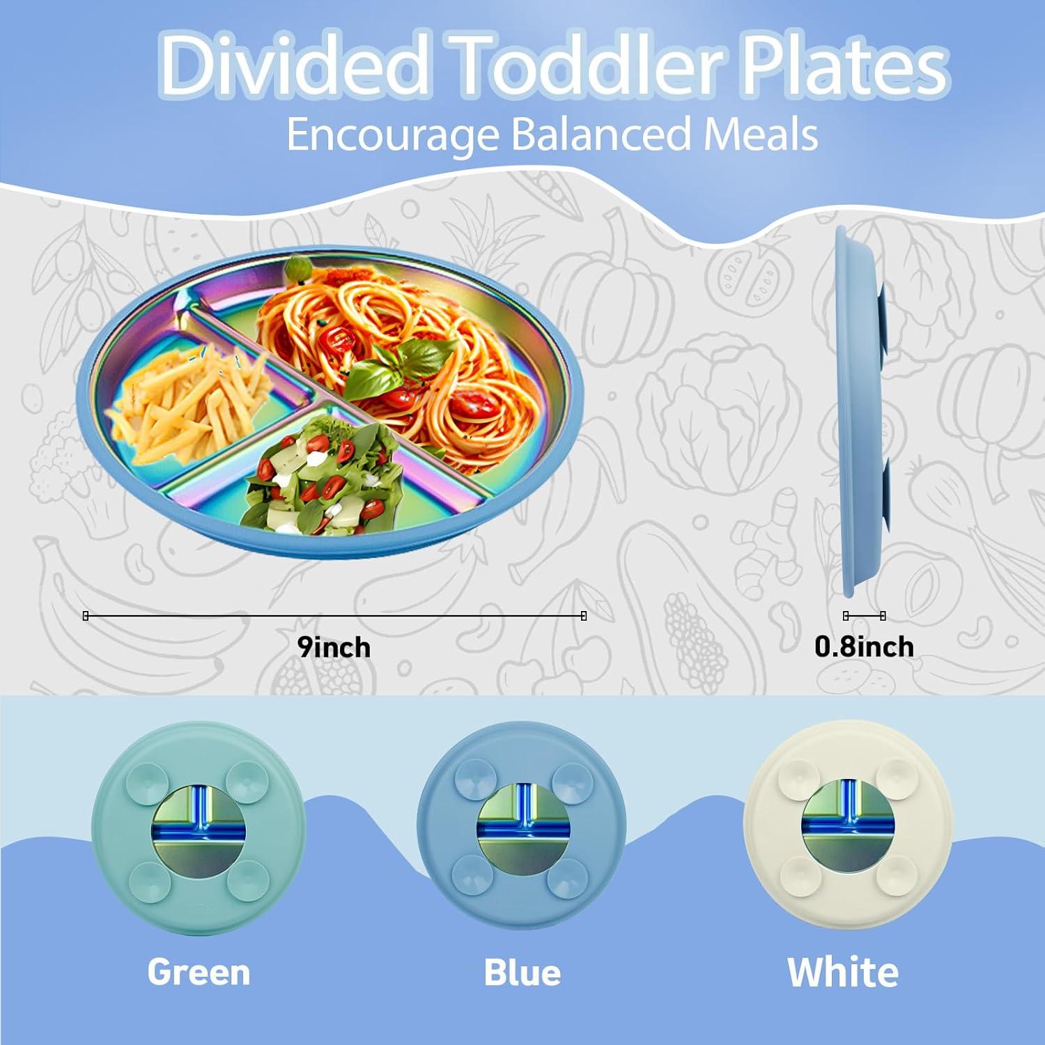 Platos de Acero Inoxidable DZDOV Arcoíris para Bebés - 3 Secciones