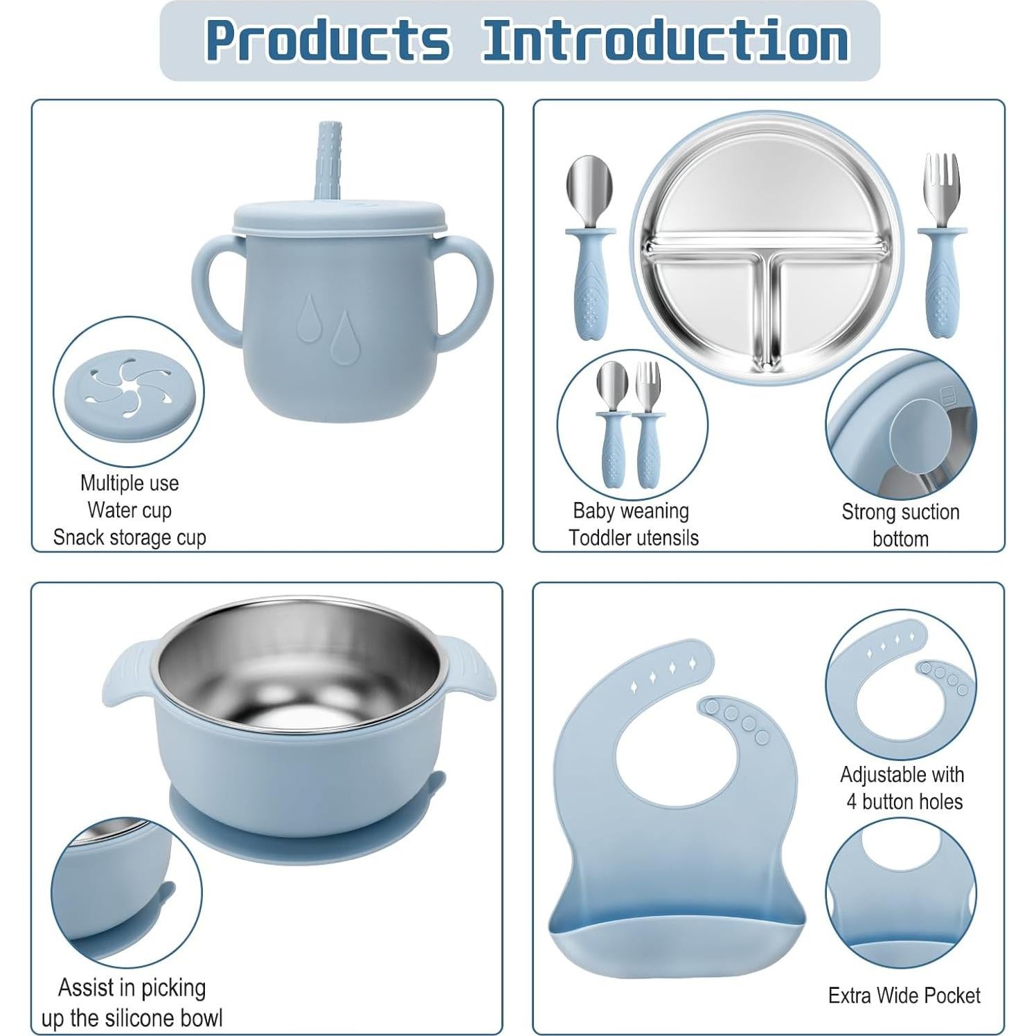Juego de Platos y Cuencos de Acero Inoxidable MISSLILI