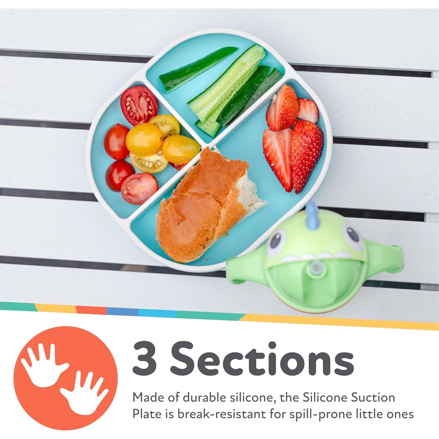 Plato de Succión Rectangular Nuby con Tapa - Silicona 6+ Meses