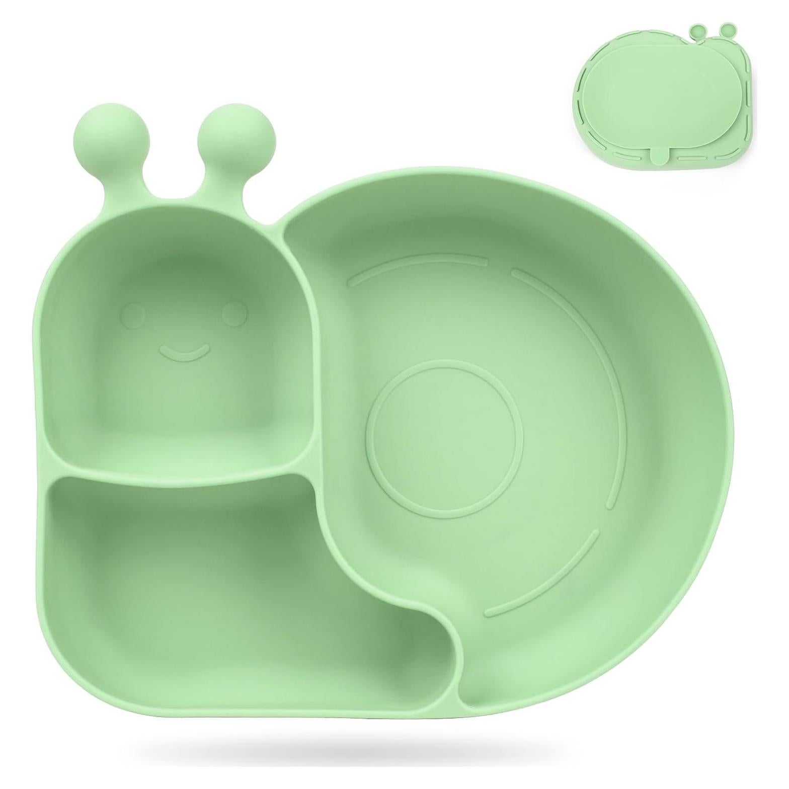 Plato de Silicona PHEENOWL Caracol Verde 3 Compartimentos