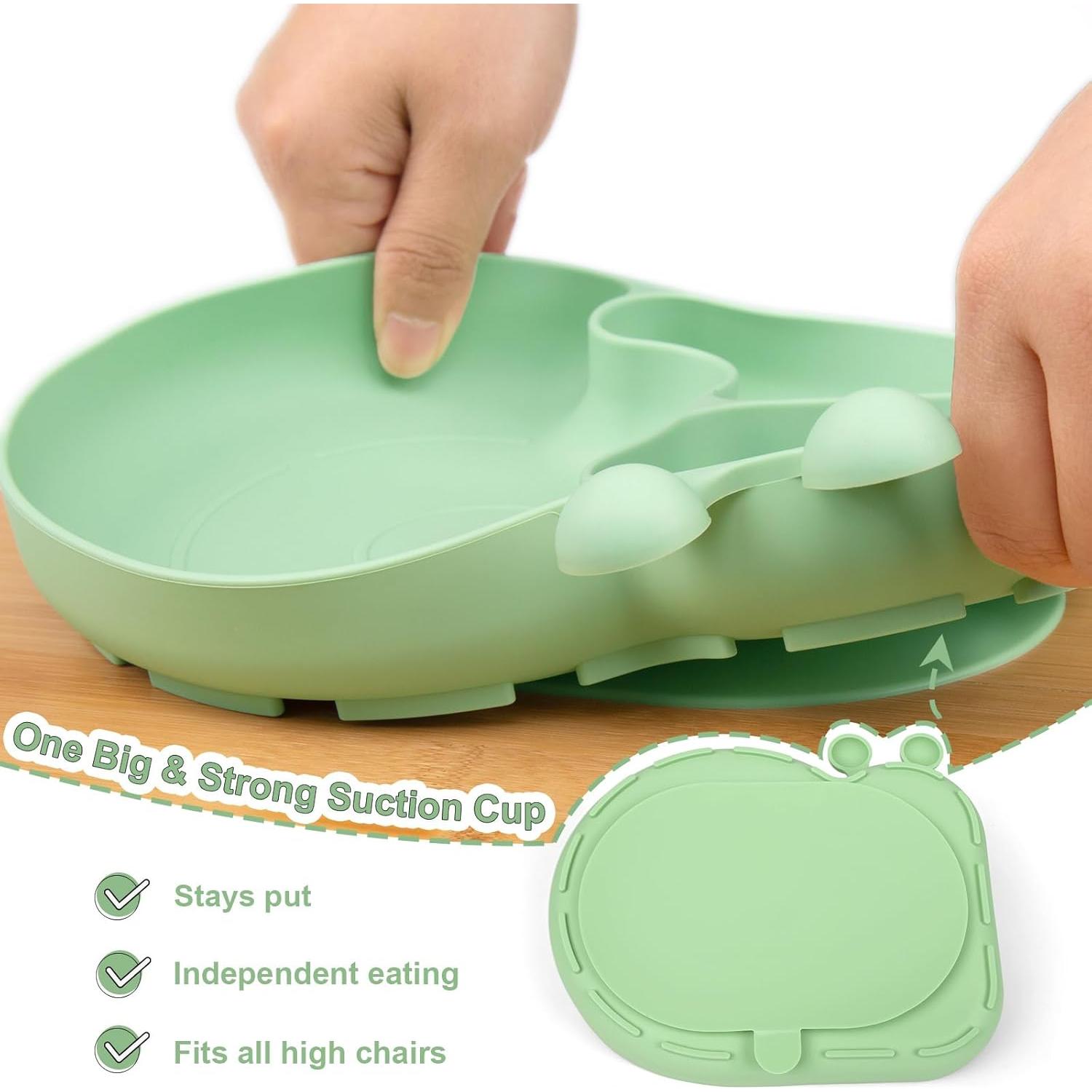 Plato de Silicona PHEENOWL Caracol Verde 3 Compartimentos