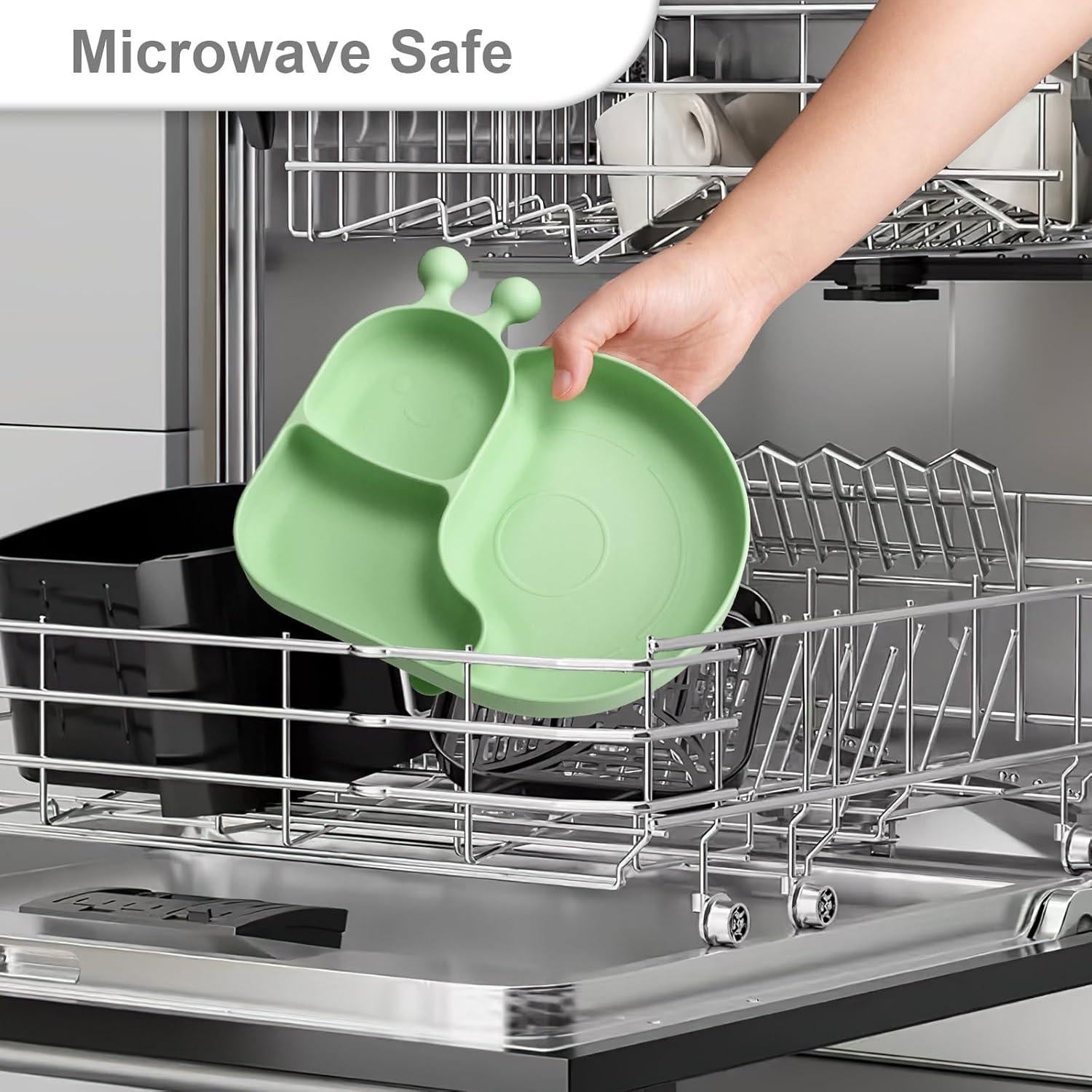 Plato de Silicona PHEENOWL Caracol Verde 3 Compartimentos