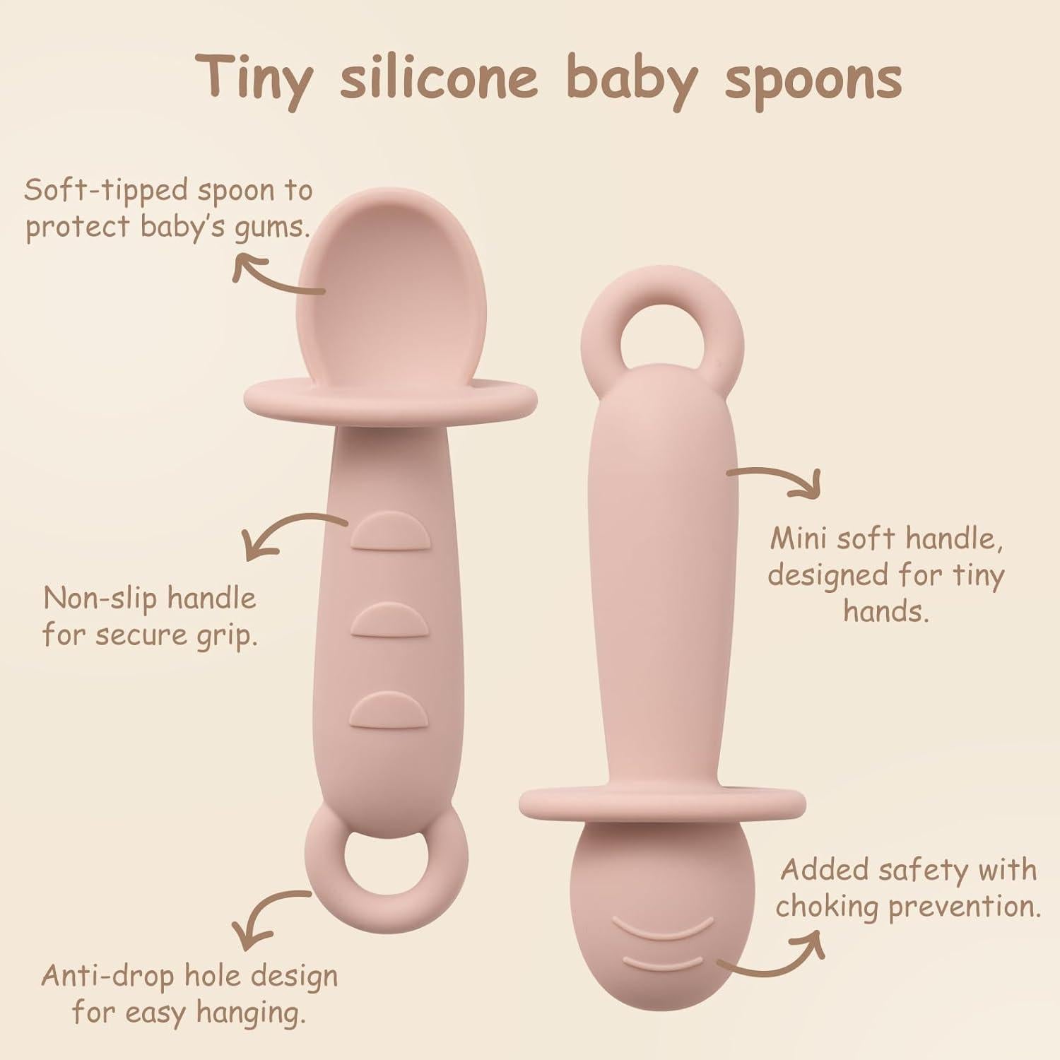 Set de Platos para Bebés YIVEKO con Succión Rosa - 1 Plato, 2 Cucharas, 2 Correas