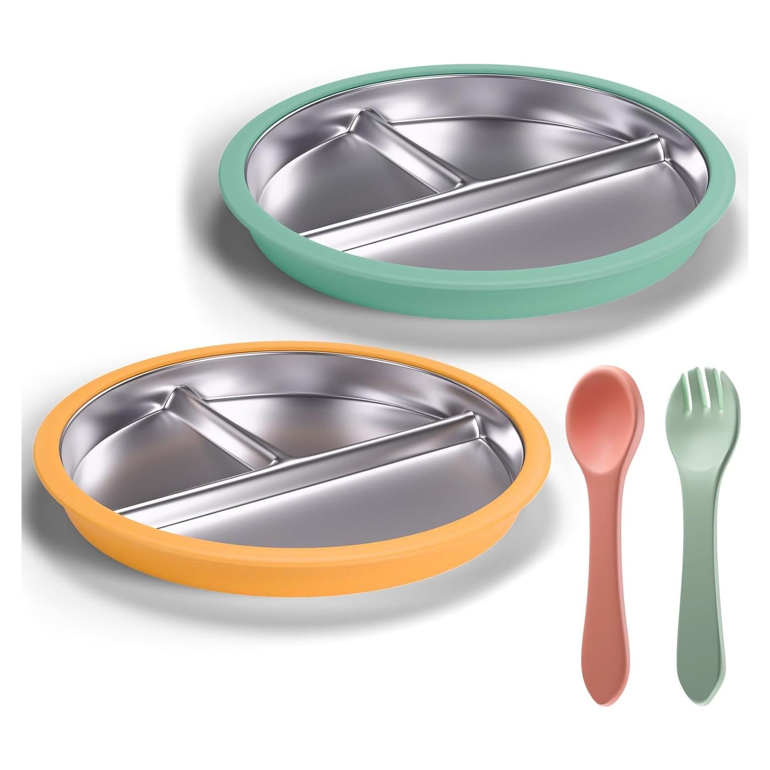 Plato de Acero Inoxidable Maccvk 22.86 cm con Succión - 2 Pzs