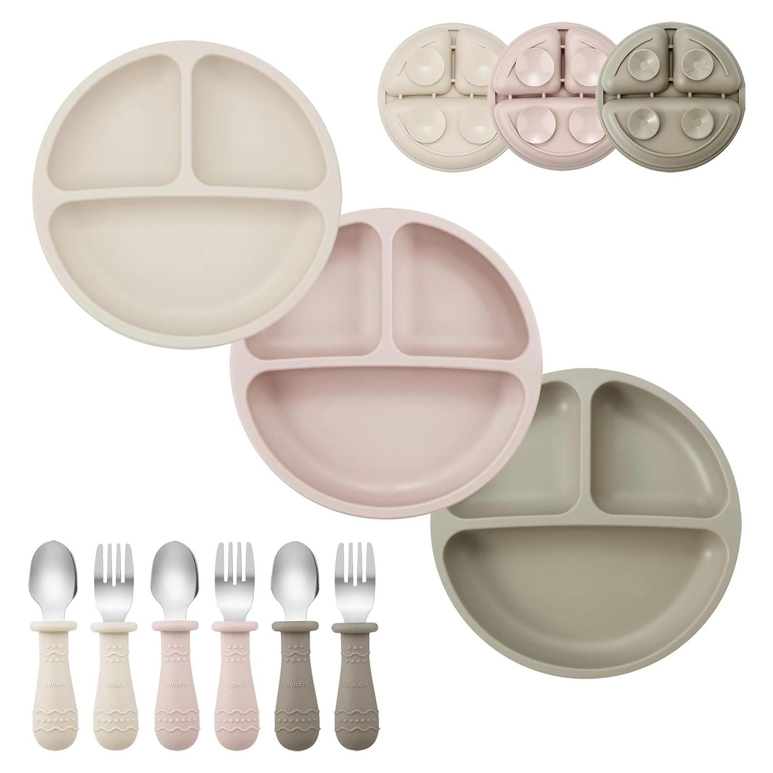 Juego de Platos y Utensilios de Silicona PandaEar 9 Piezas