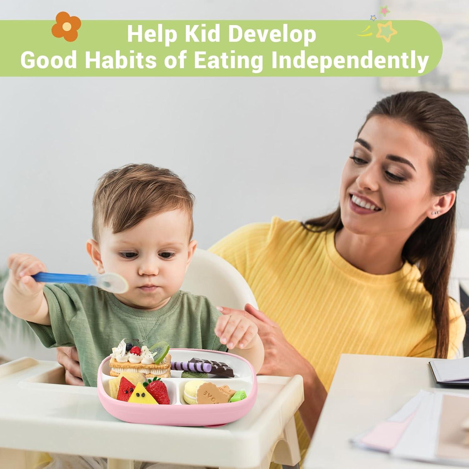 Domensi Set de 3 Platos de Porcelana para Niños con Ventosas 21 cm