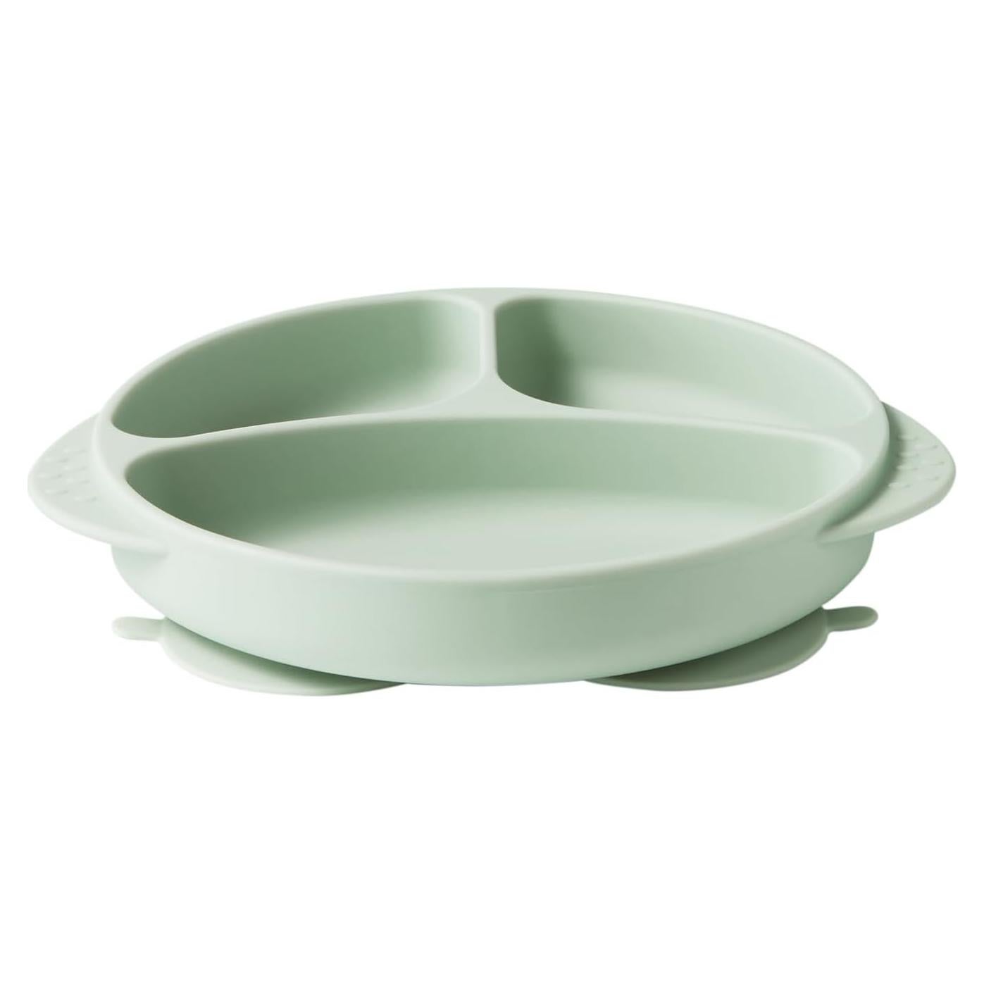 Platos de Silicona para Niños bc babycare con Tapa Verde