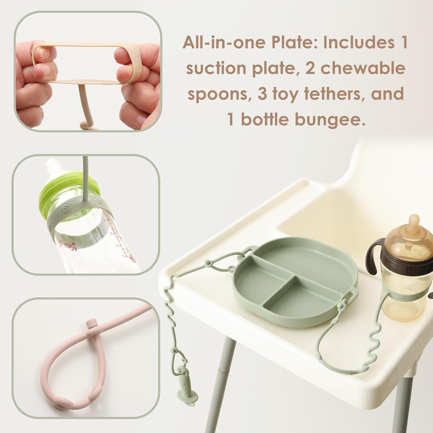 Plato de Silicona Andy Bear Azul con Ventosas y Cucharas