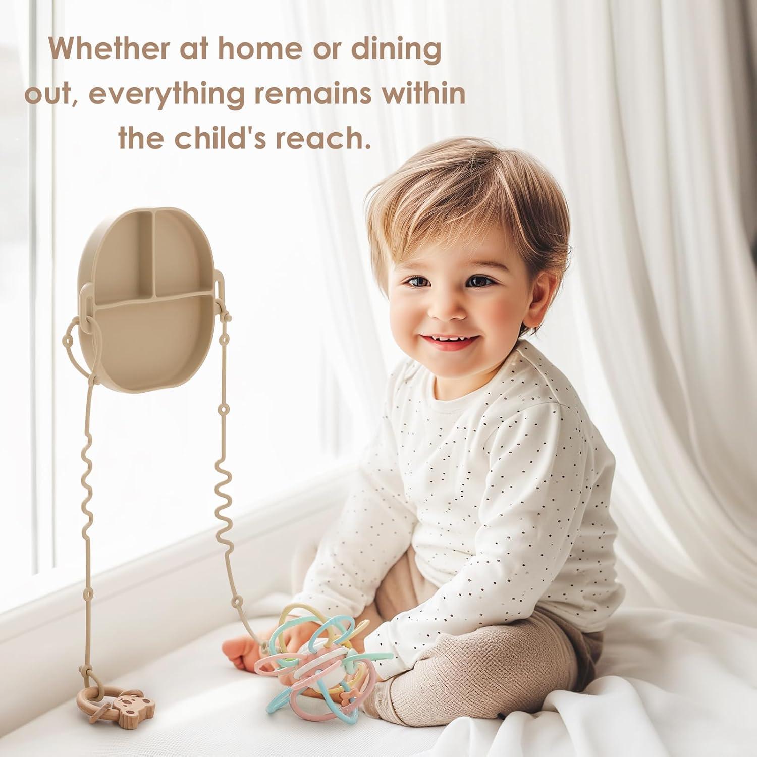 Plato de Silicona Andy Bear Azul con Ventosas y Cucharas