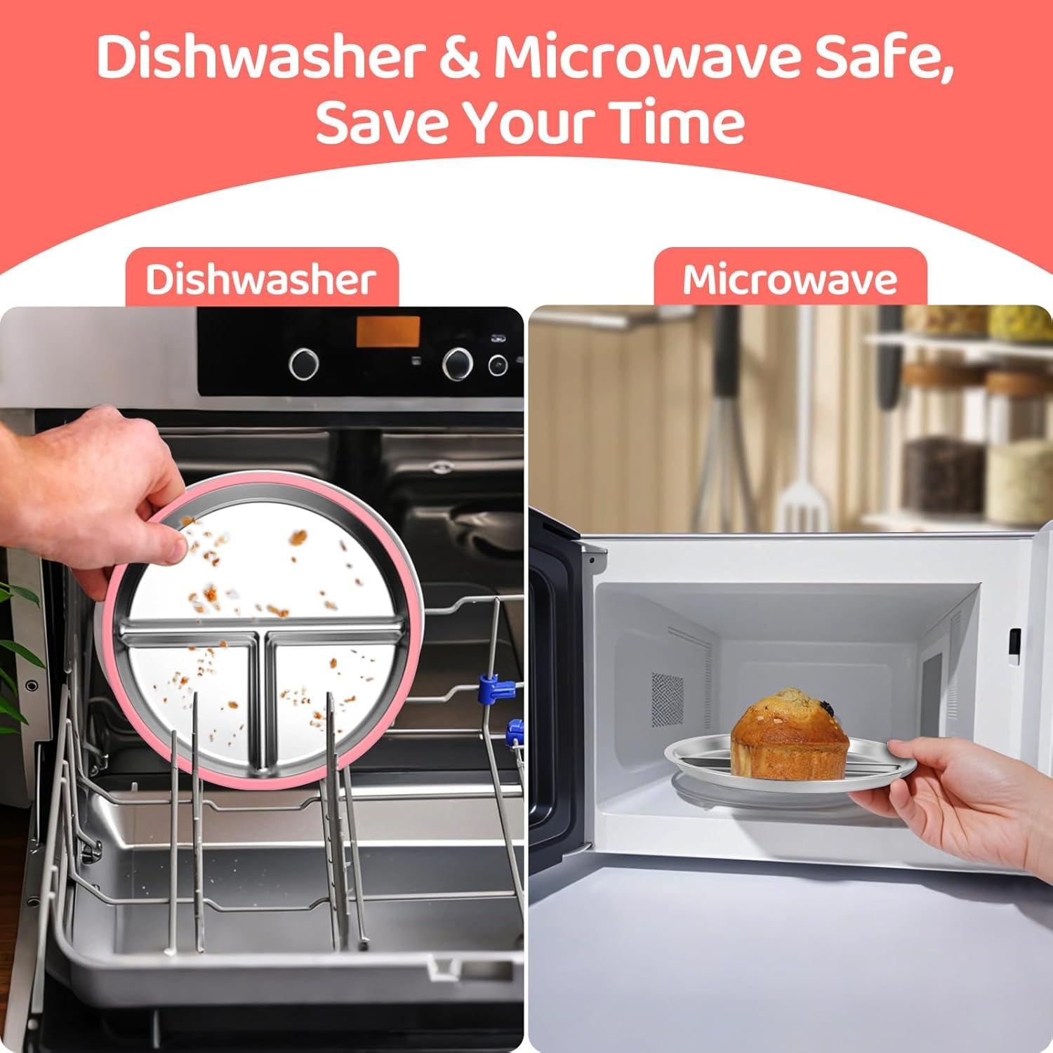 Platos de Acero Inoxidable con Succión Iconfont - 2 Piezas