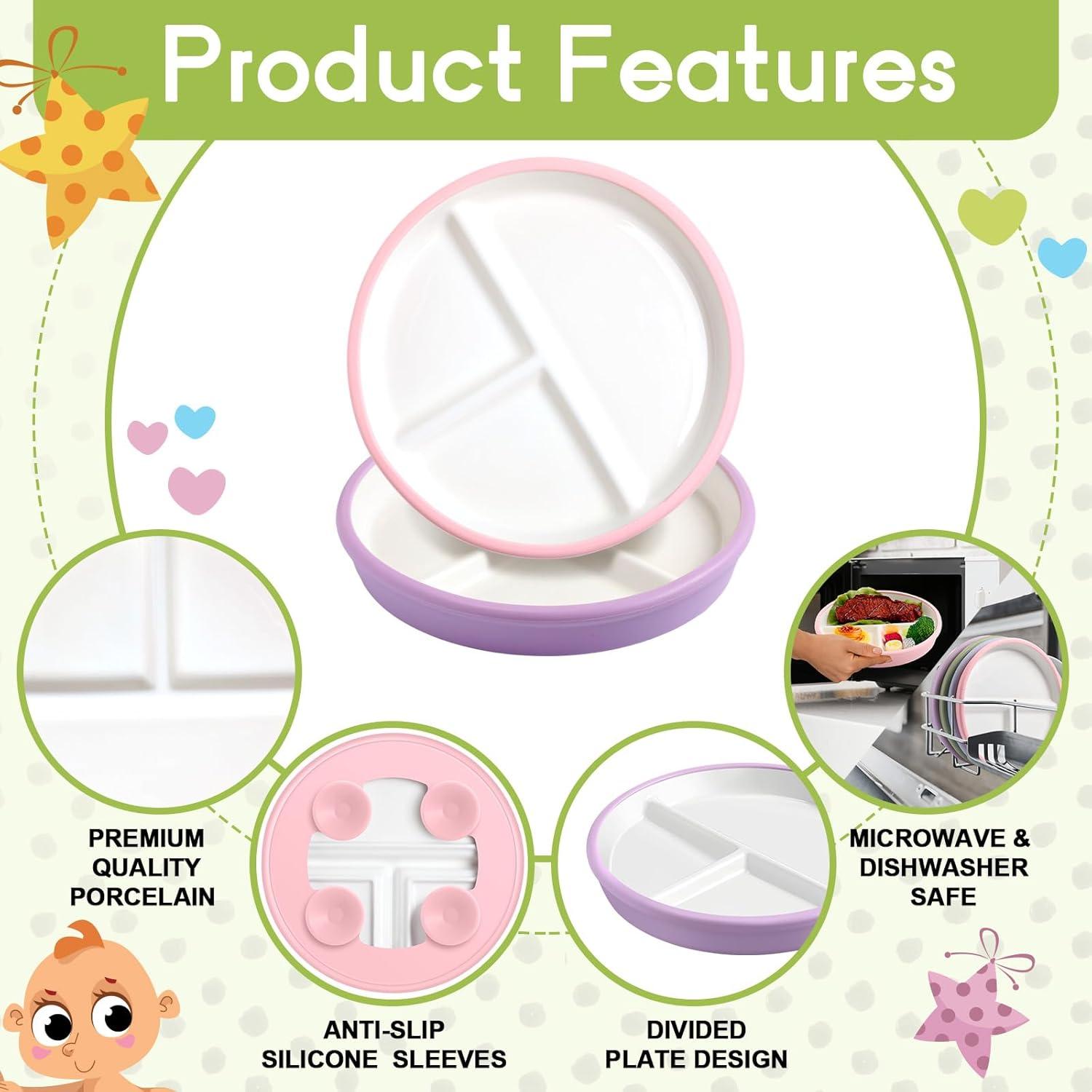 Set de Platos de Cerámica Antideslizantes Teenyyou Rosa