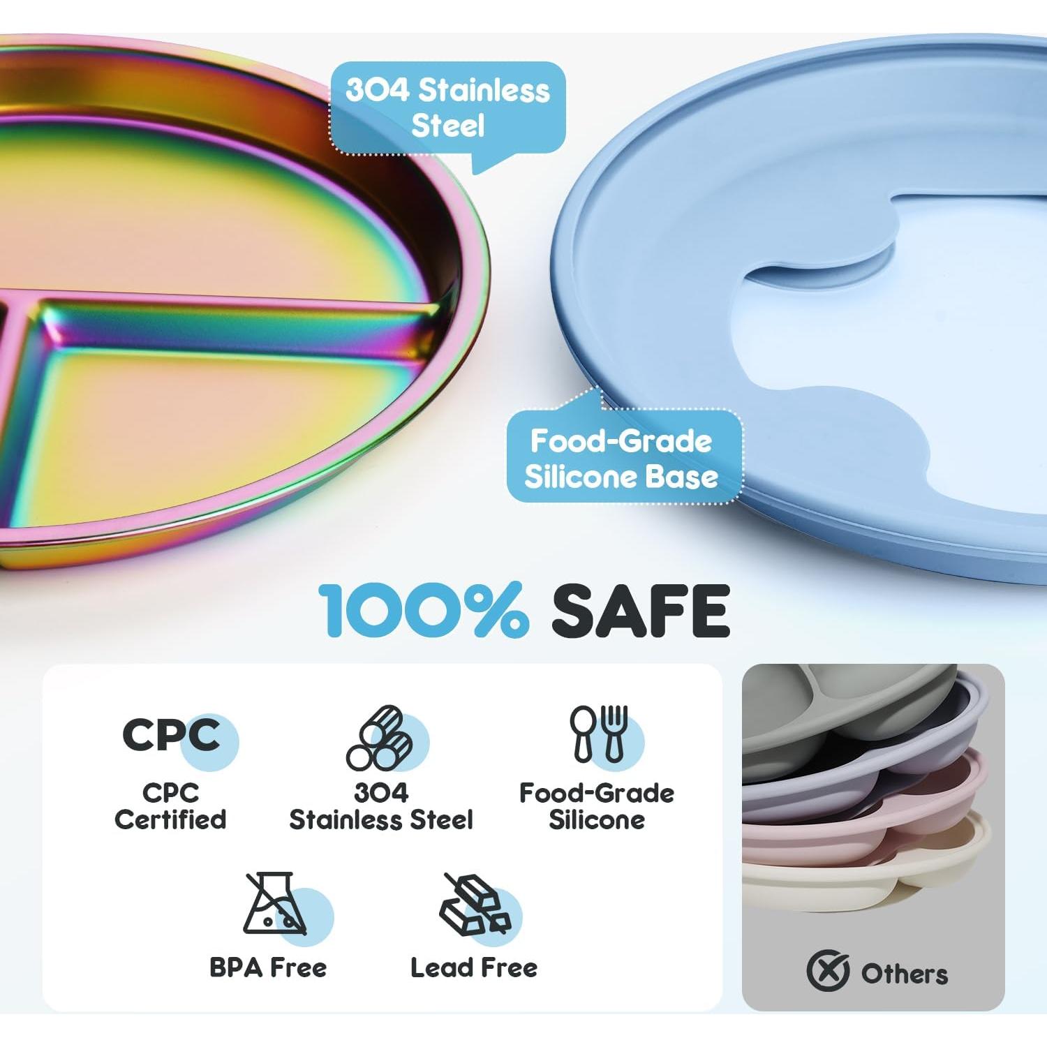 Platos para Niños Coinicxcel Acero Inoxidable 22.86 cm 2pcs