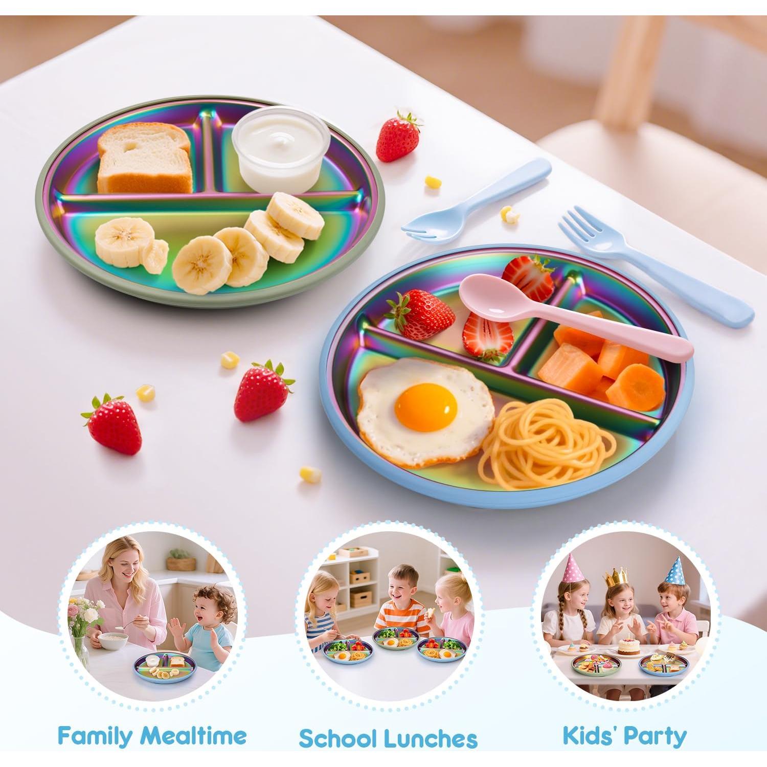 Platos para Niños Coinicxcel Acero Inoxidable 22.86 cm 2pcs