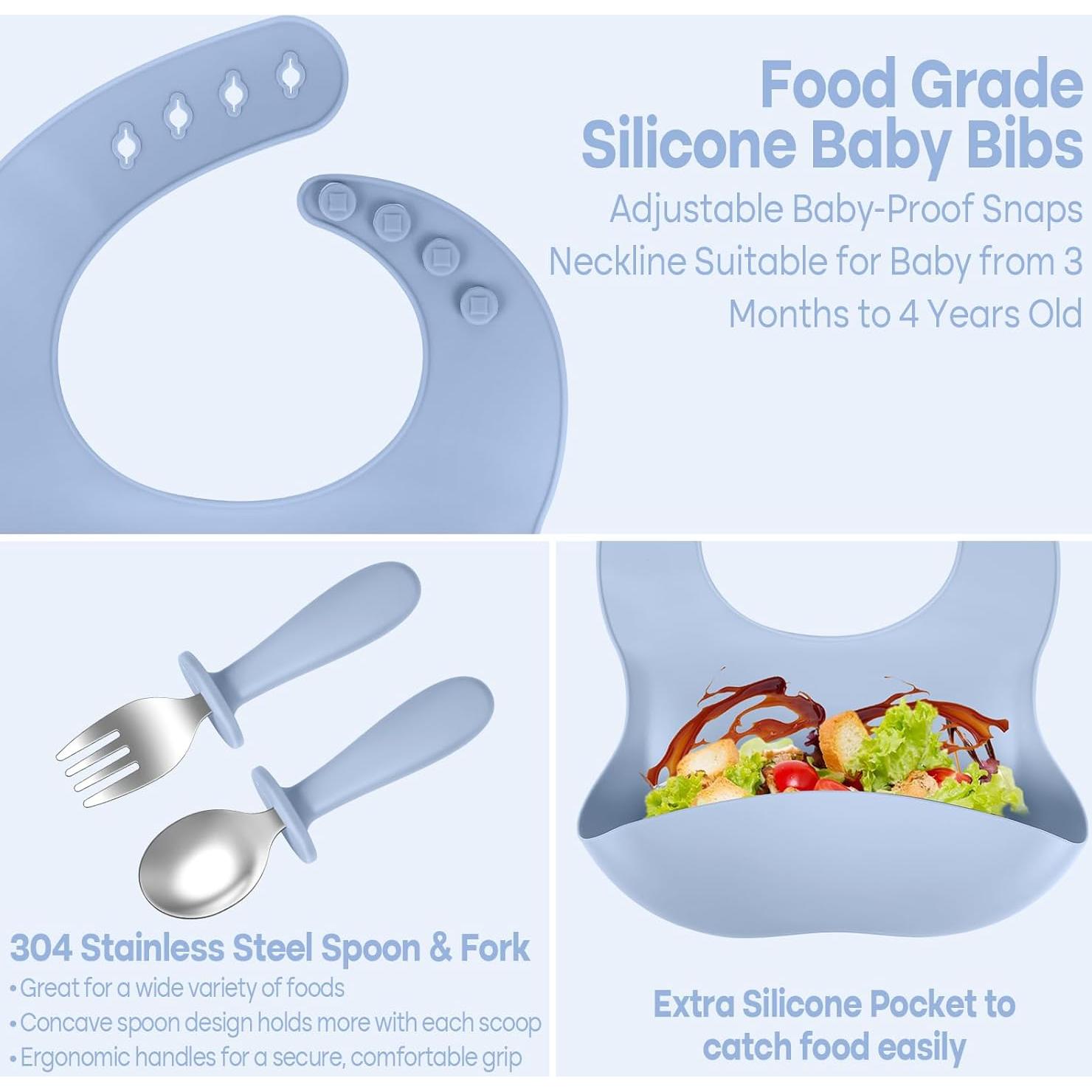 Juego de Platos y Cuencos de Acero Inoxidable Gksuu 6 Piezas