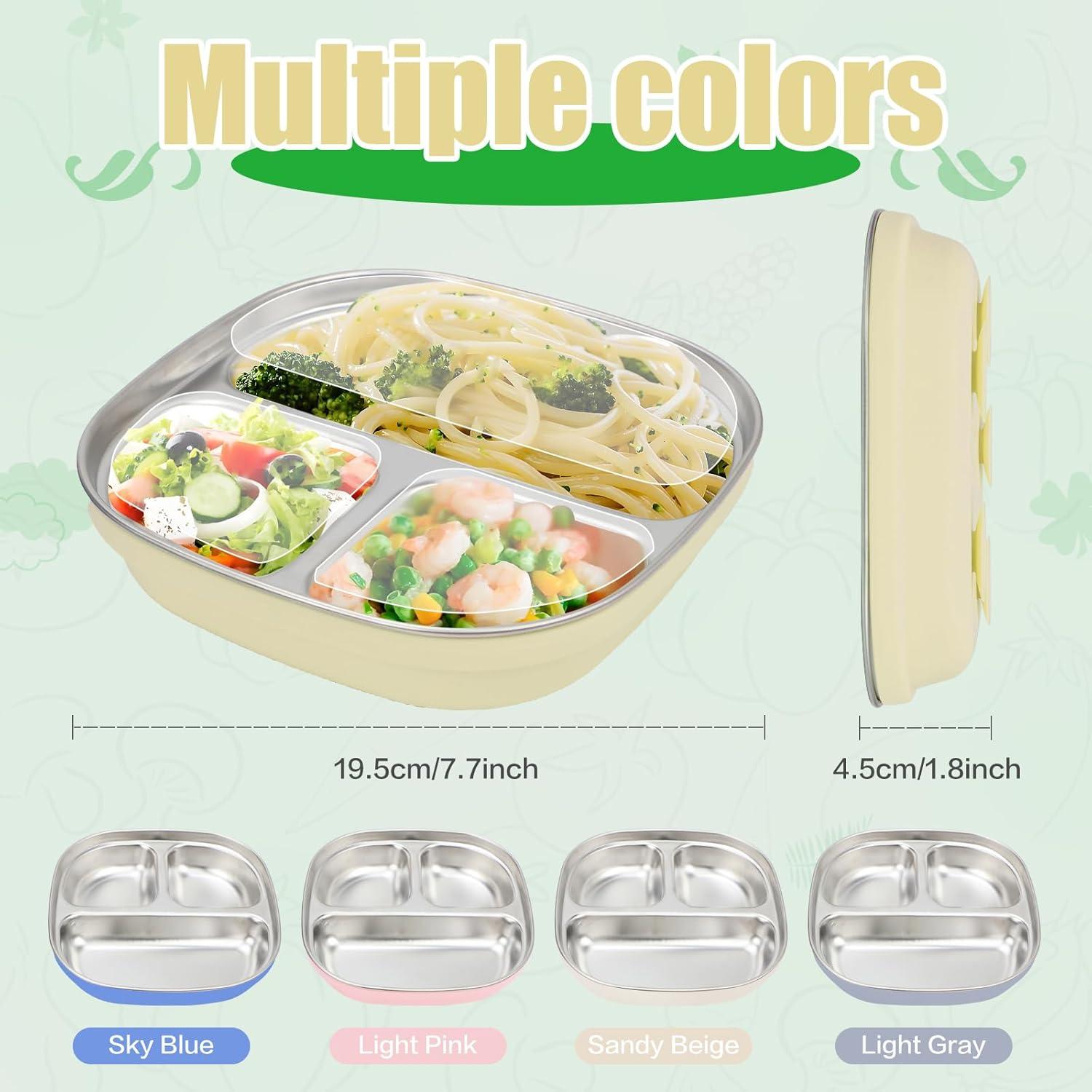 Platos de Acero Inoxidable para Niños TAOceeXI 2-pack Antideslizantes