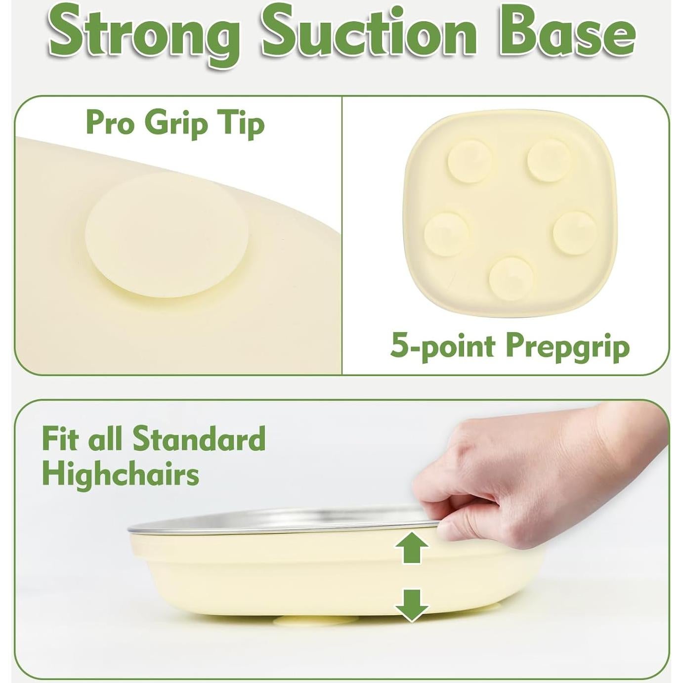 Platos de Acero Inoxidable para Niños TAOceeXI 2-pack Antideslizantes