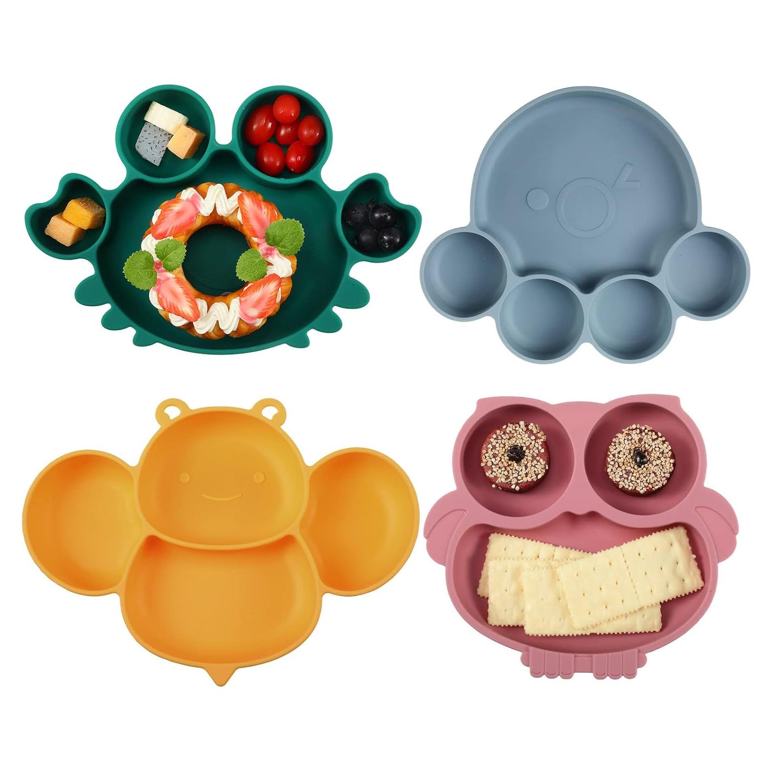 Platos de Silicona para Bebés Maxdot 4 Pcs Divididos Apto Microondas