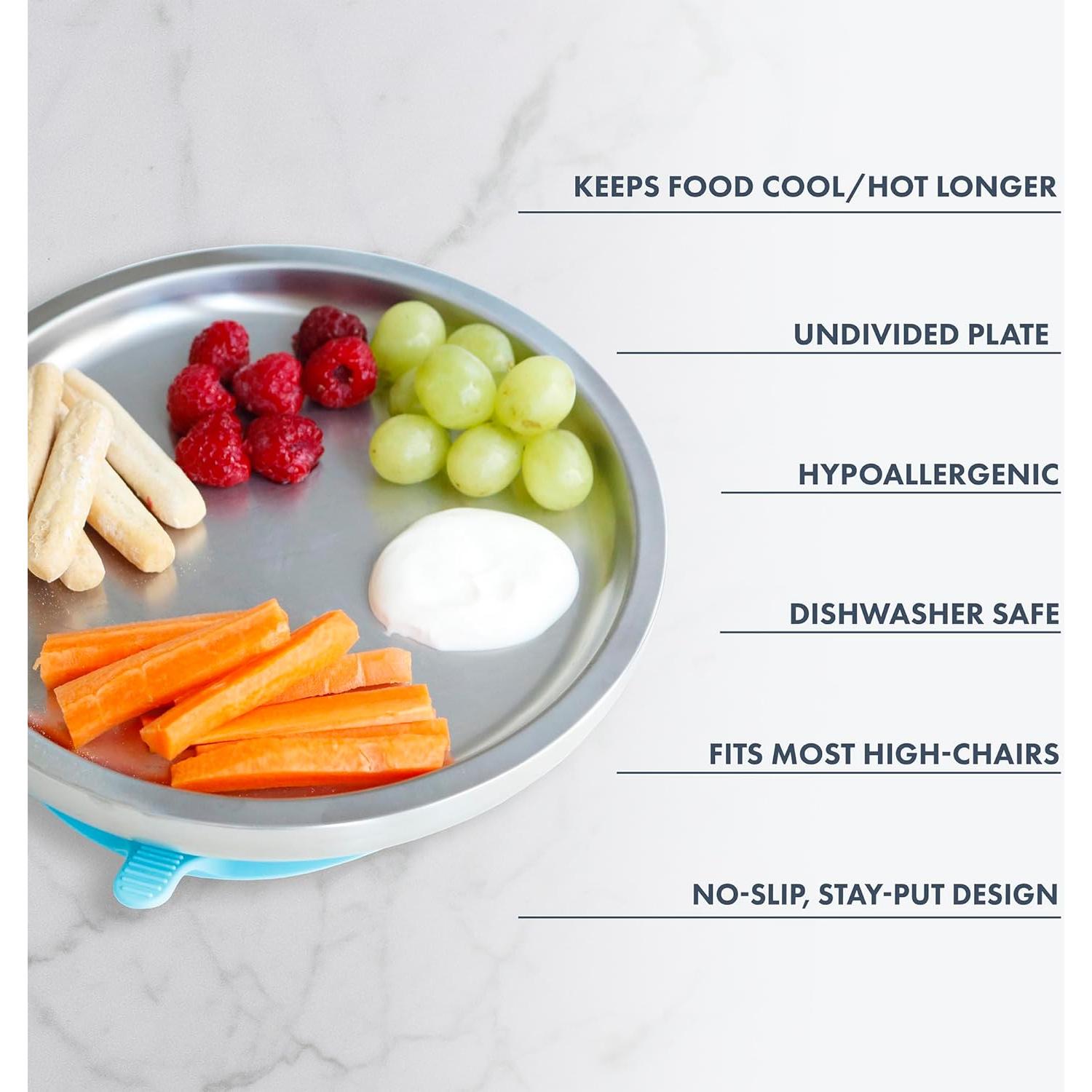 Plato Abierto Avanchy de Acero Inoxidable para Bebés - Blanco