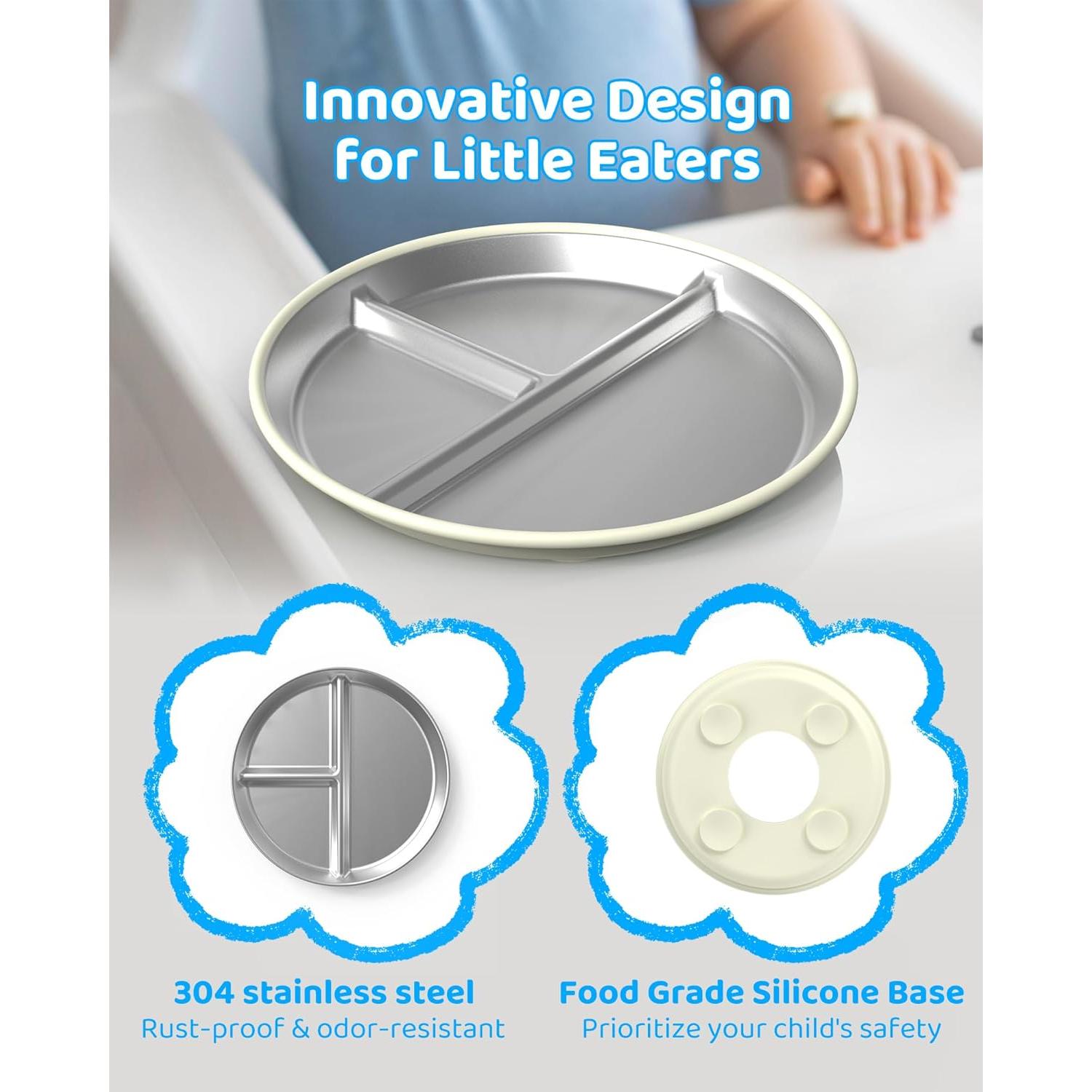 Platos Divididos de Acero Inoxidable ERUSEHE 22.86 cm - 2 Unidades