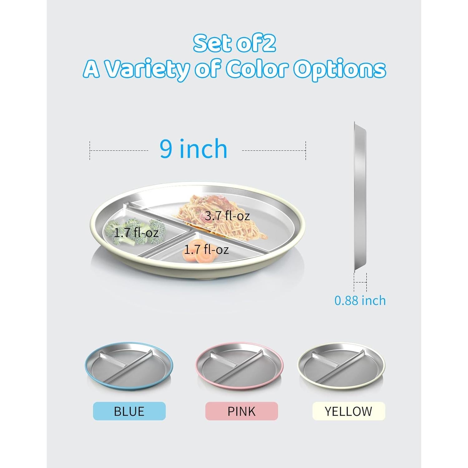 Platos Divididos de Acero Inoxidable ERUSEHE 22.86 cm - 2 Unidades