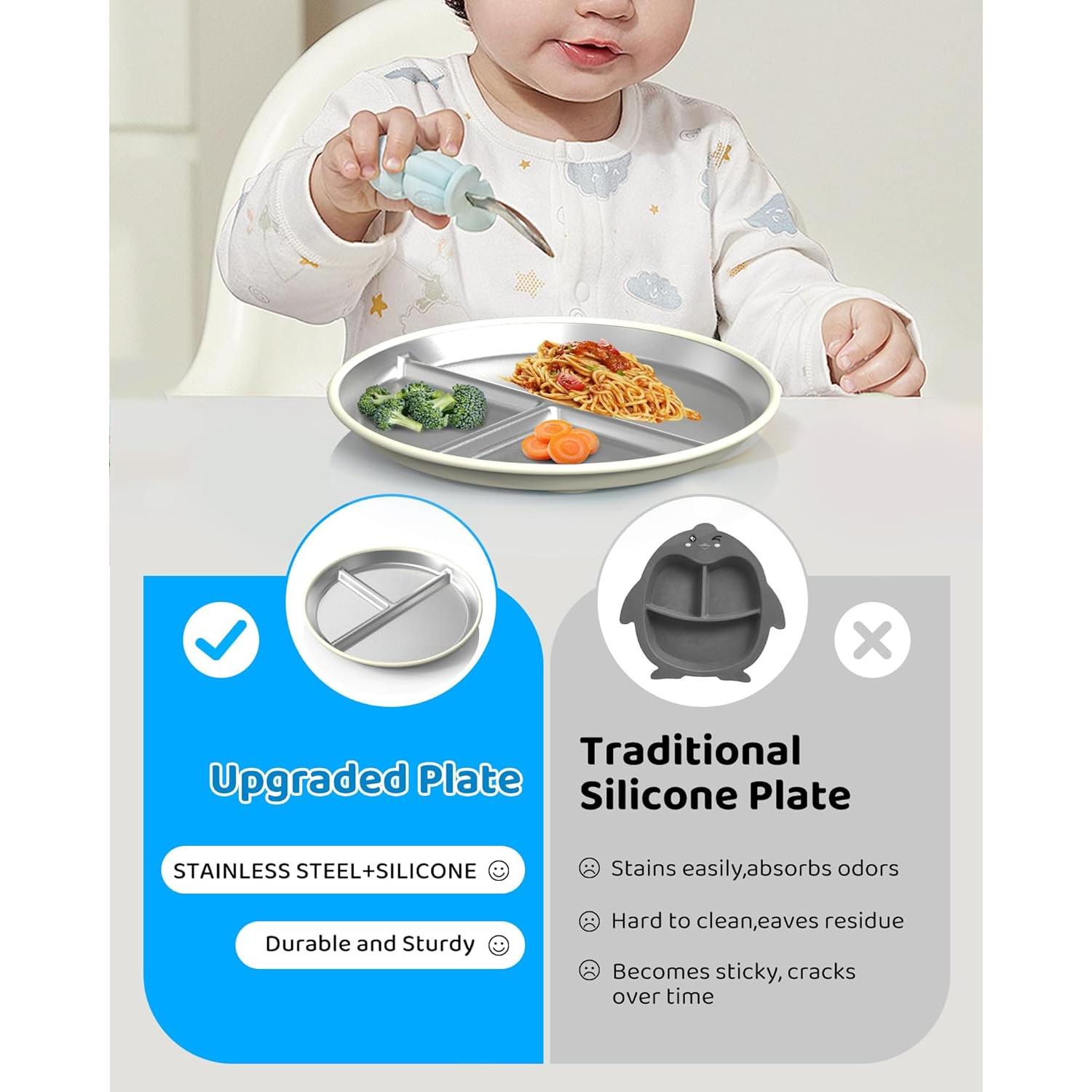 Platos Divididos de Acero Inoxidable ERUSEHE 22.86 cm - 2 Unidades