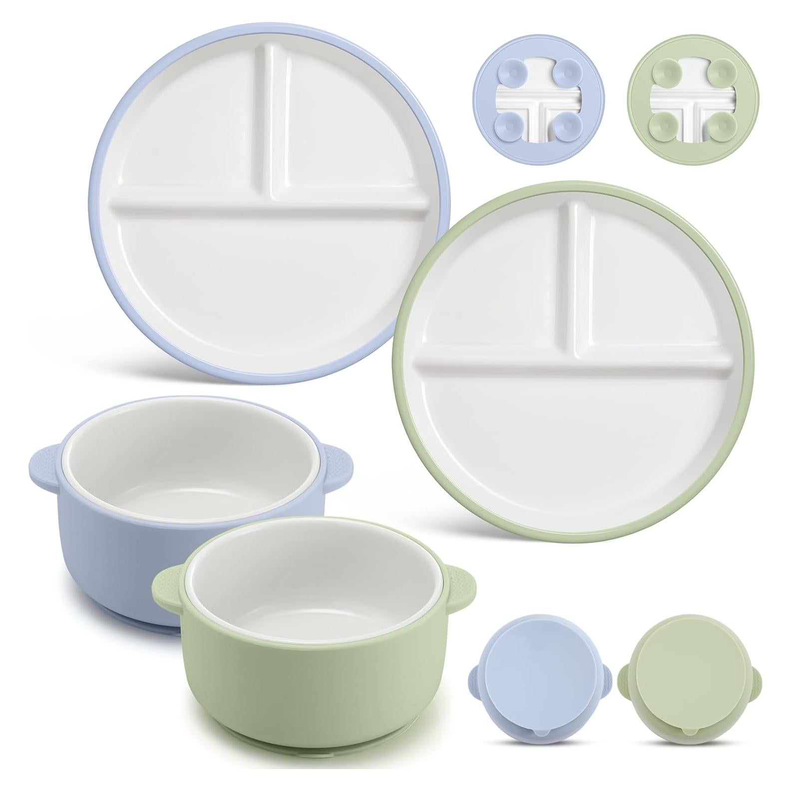 Domensi Platos y Cuencos de Porcelana Antideslizantes para Niños