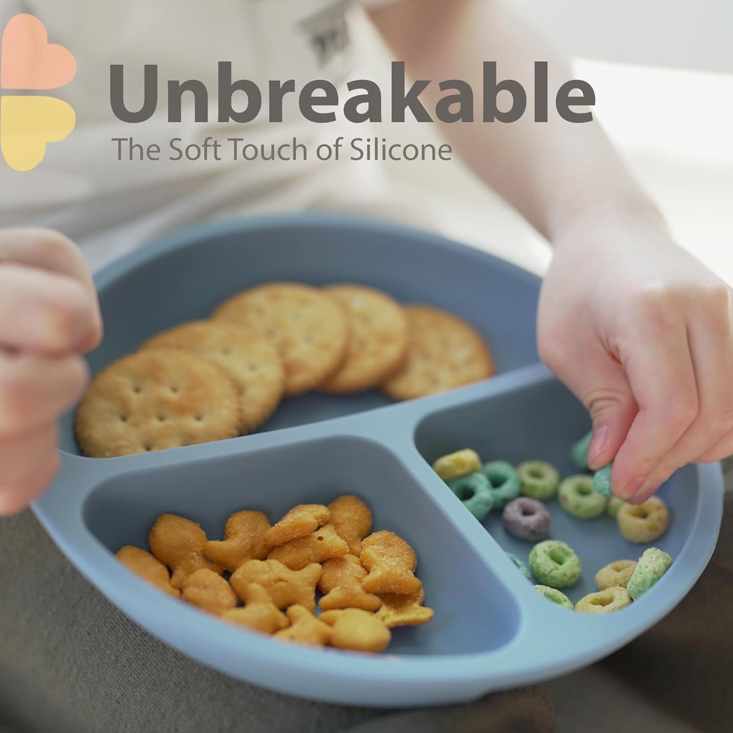 Platos de Succión Clover para Bebés - 100% Silicona, 3 Piezas