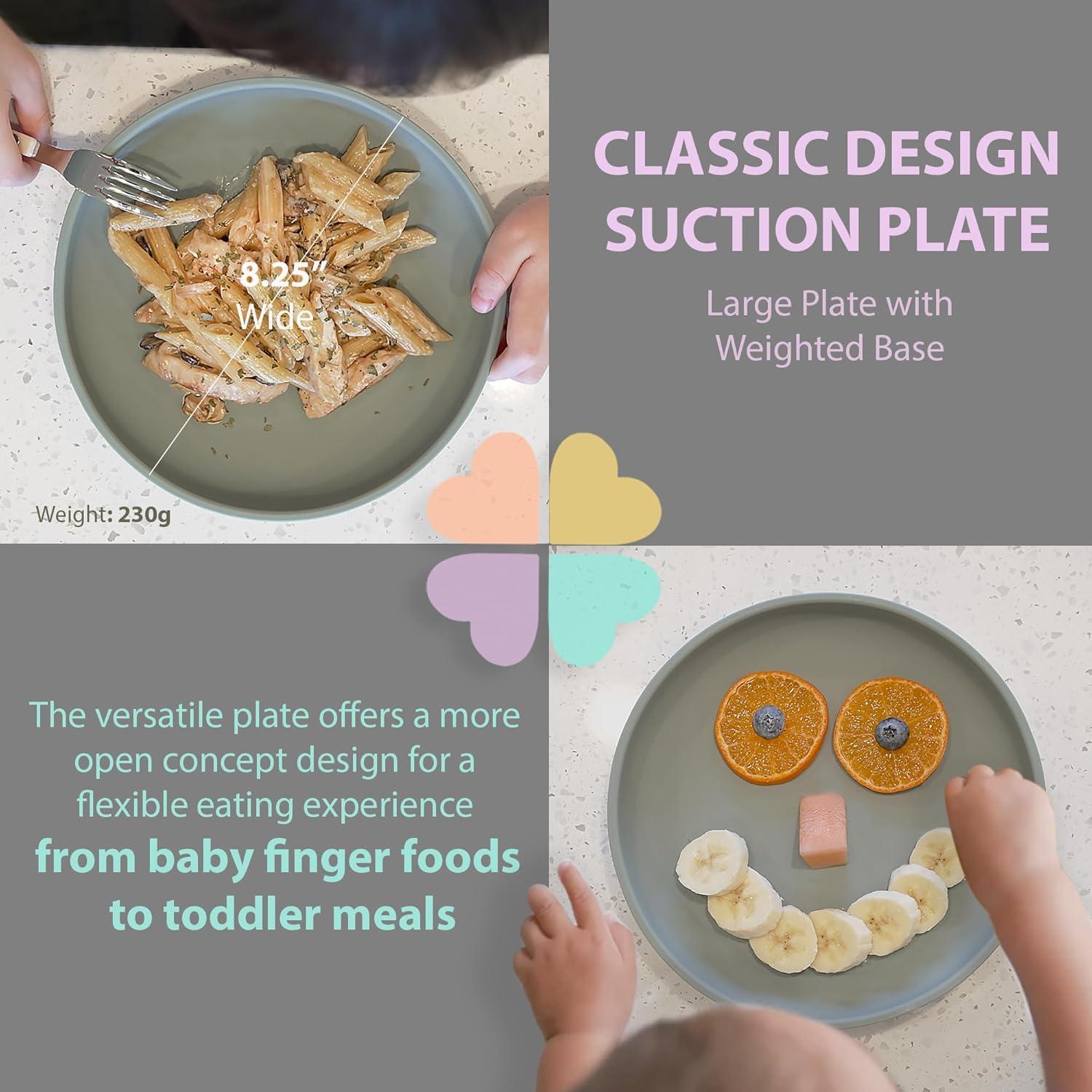 Platos de Succión Clover para Bebés - 100% Silicona, 3 Piezas