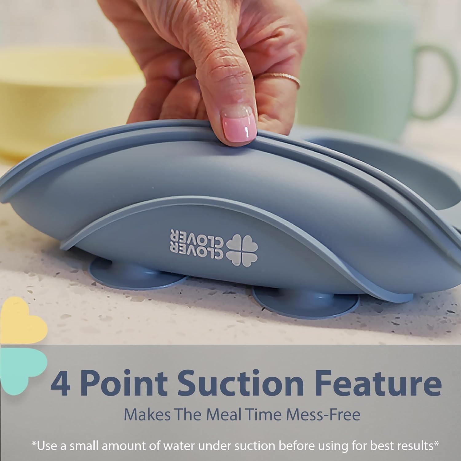 Platos de Succión Clover para Bebés - 100% Silicona, 3 Piezas