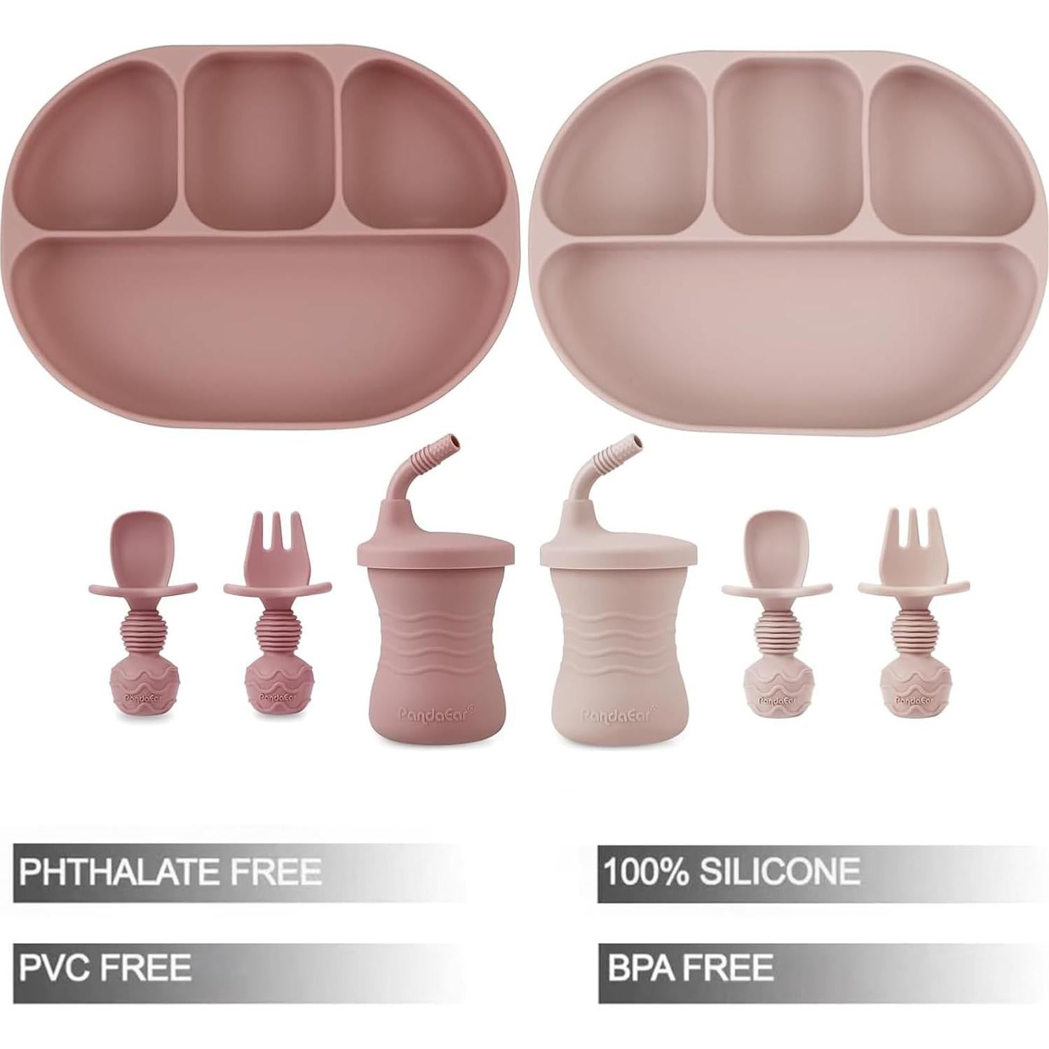 Plato de Succión de Silicona PandaEar 8 Piezas Libre de BPA