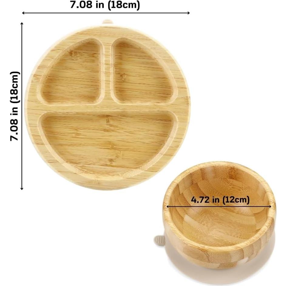 Juego de Alimentación PandaEar de Bambú con Succión para Bebés