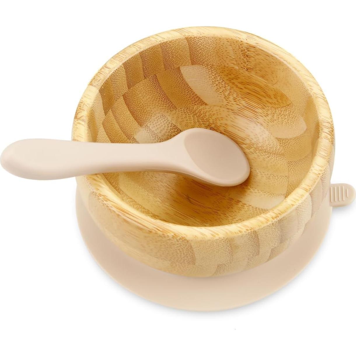 Juego de Alimentación PandaEar de Bambú con Succión para Bebés