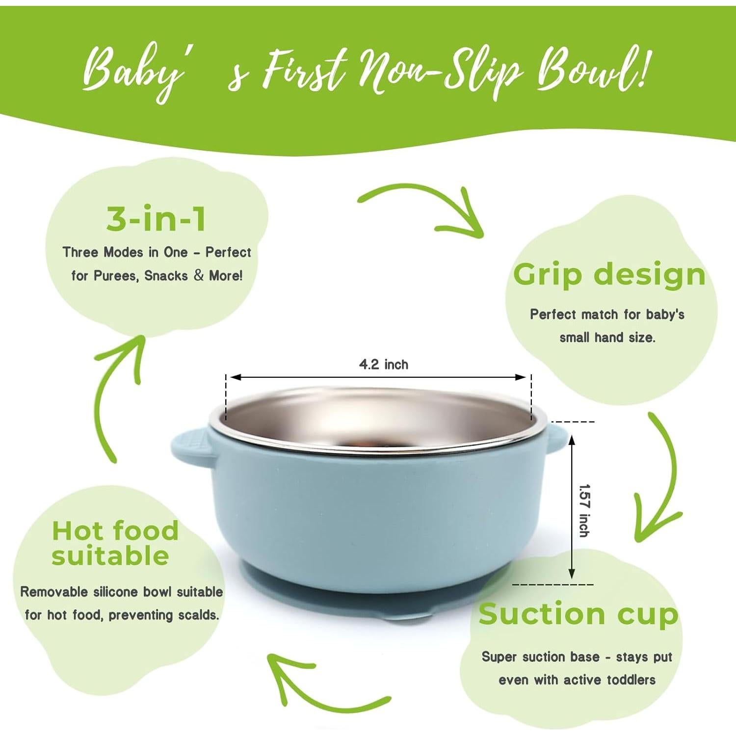 Cuenco de Succión para Niños OKAY ORANGE 280ml Acero Inoxidable