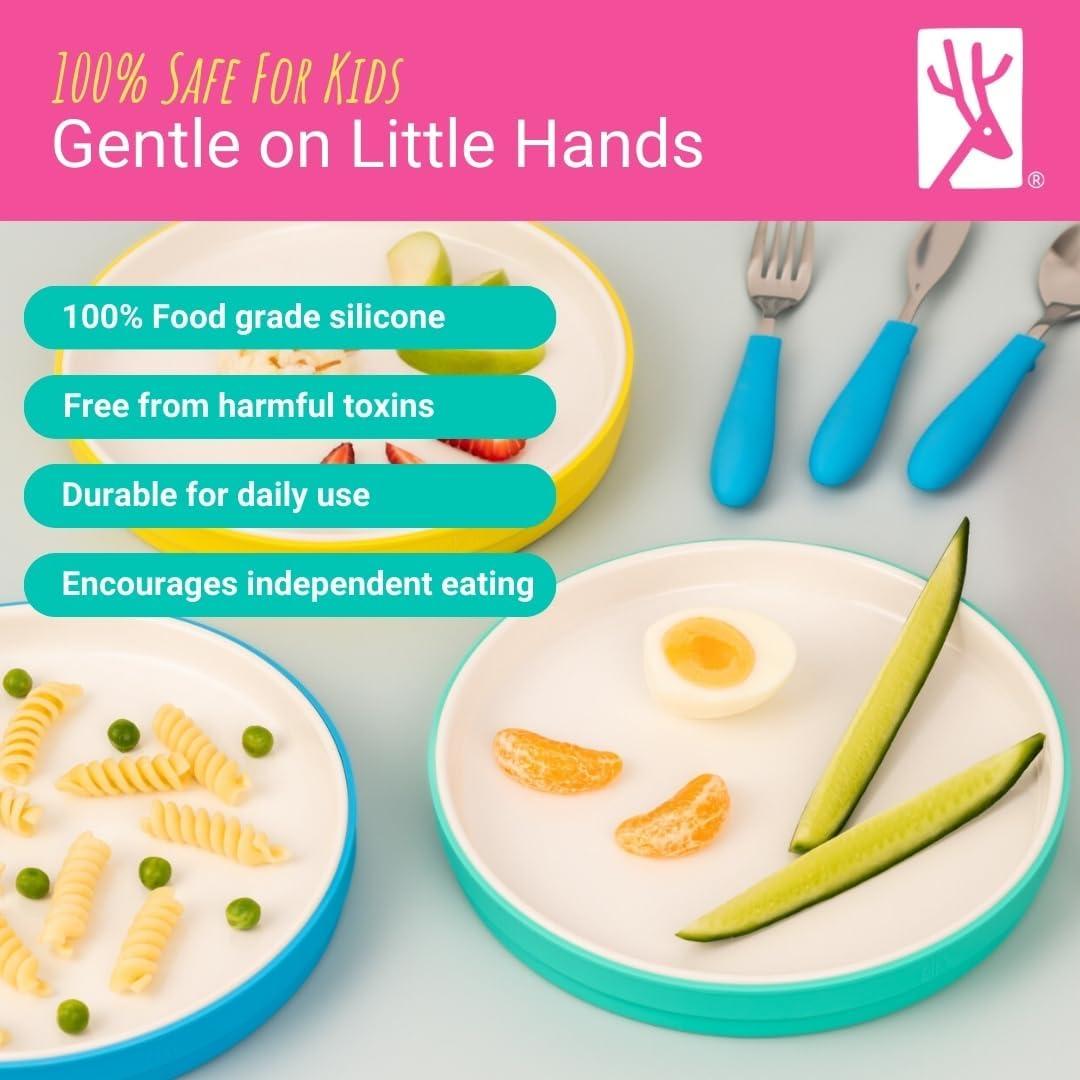 Platos de Porcelana Elk y Amigos 20 cm con Mangas de Silicona