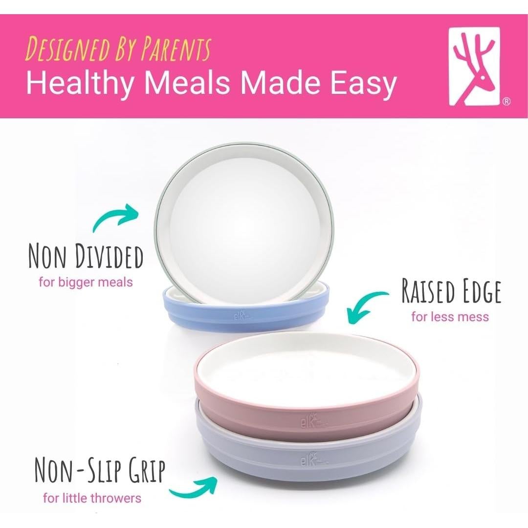 Platos de Porcelana Elk y Amigos 20 cm con Mangas de Silicona