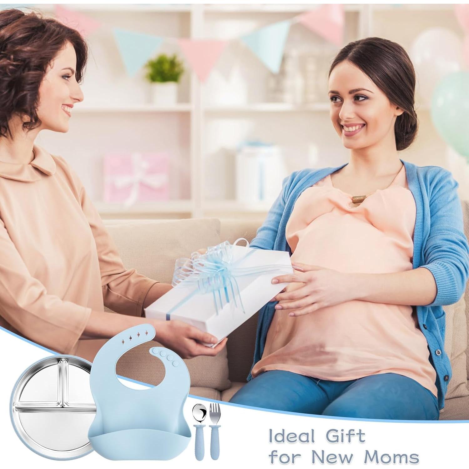 Juego de Platos y Cuchara de Acero Inoxidable ASUMIO Azul