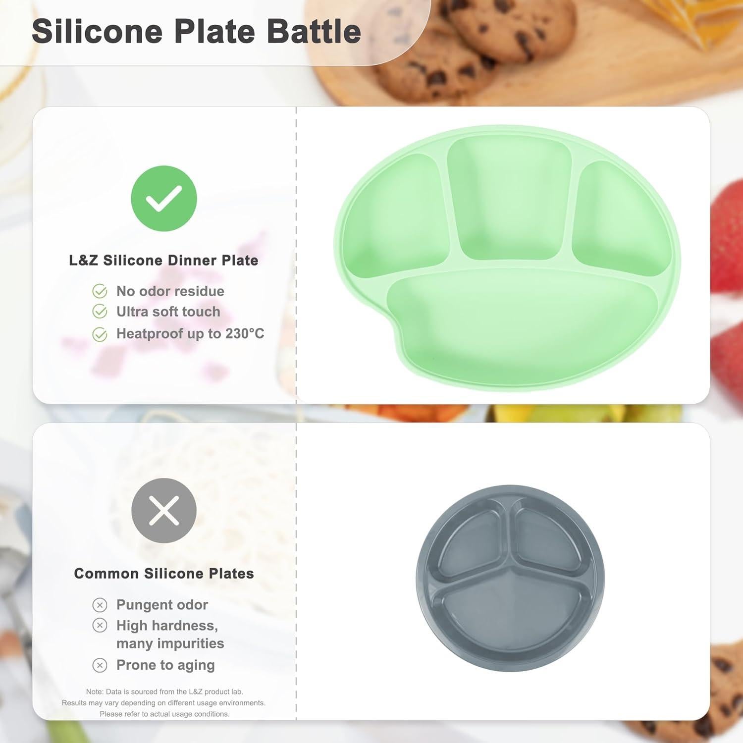 Plato de Succión para Bebés Li & Zhao Verde 23.8x18.9 cm