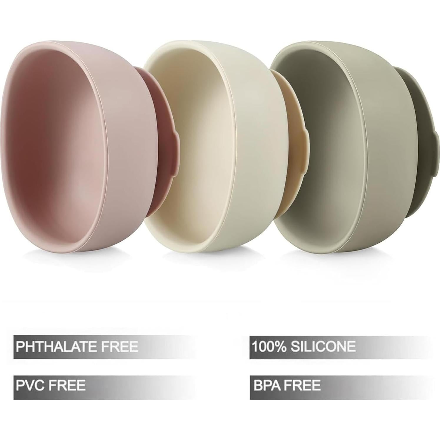 Cuencos de Silicona con Succión PandaEar - 3 Piezas, 297.6 ml