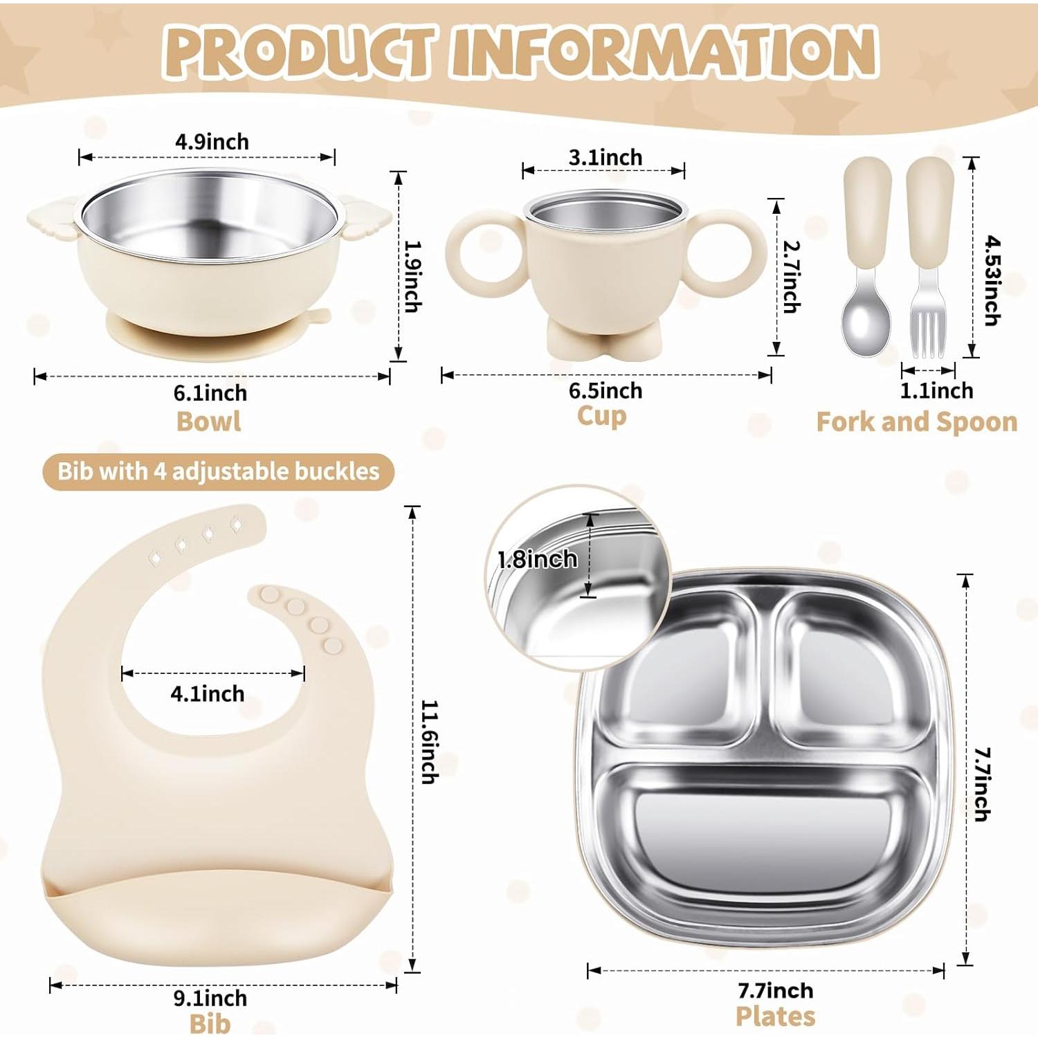 Set de Vajilla para Bebés TGFBH - Acero Inoxidable 6 Piezas