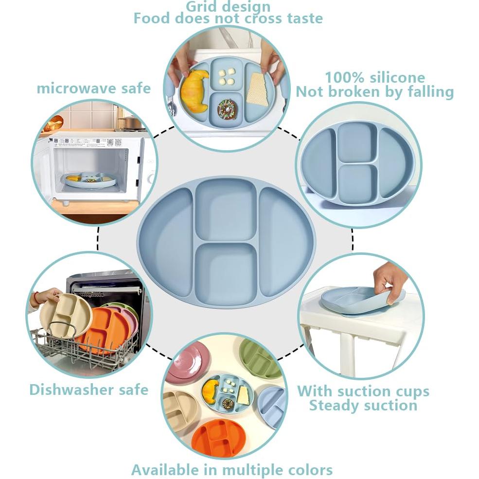 Plato de Silicona para Bebé CHICMORE Azul Apto Microondas