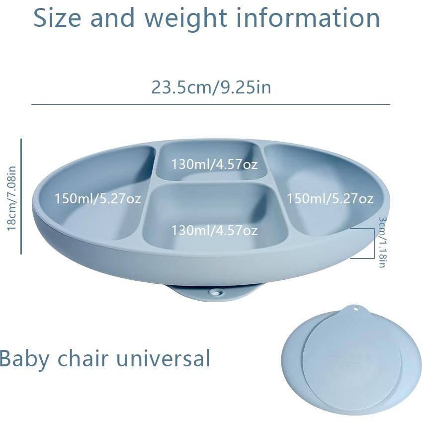 Plato de Silicona para Bebé CHICMORE Azul Apto Microondas