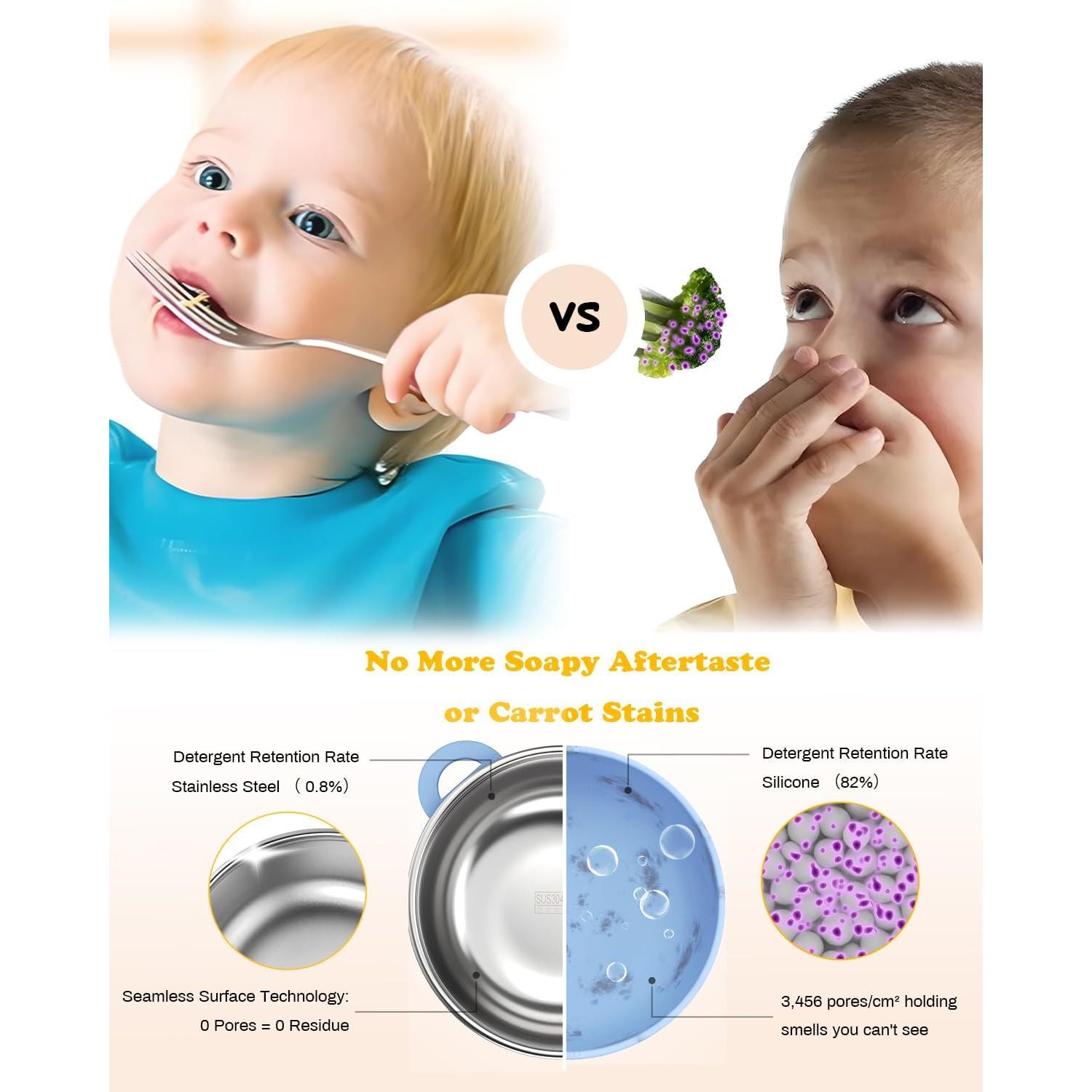 Tazones de Succión Bakpoco 4-Pack Acero Inoxidable 400ml